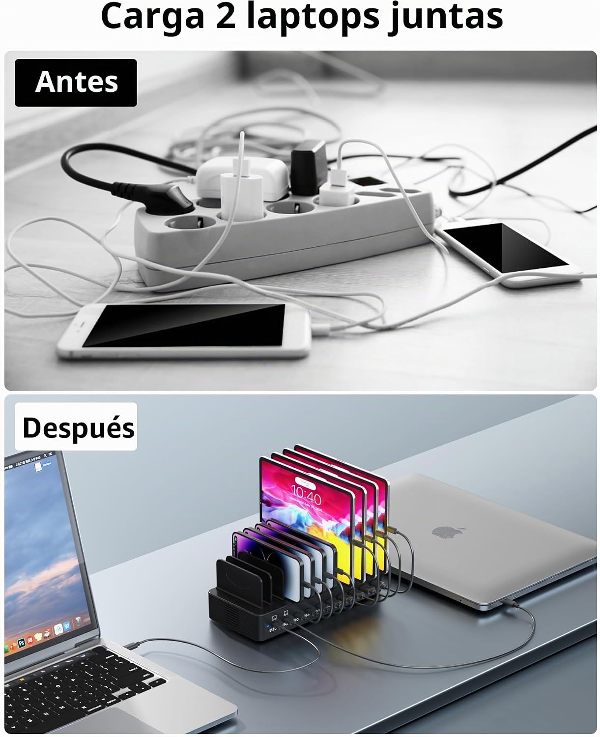 ESTACIÓN DE CARGA MIZCCDEM 10 PUERTOS USB-C 580W PARA MÚLTIPLES DISPOSITIVOS - 4