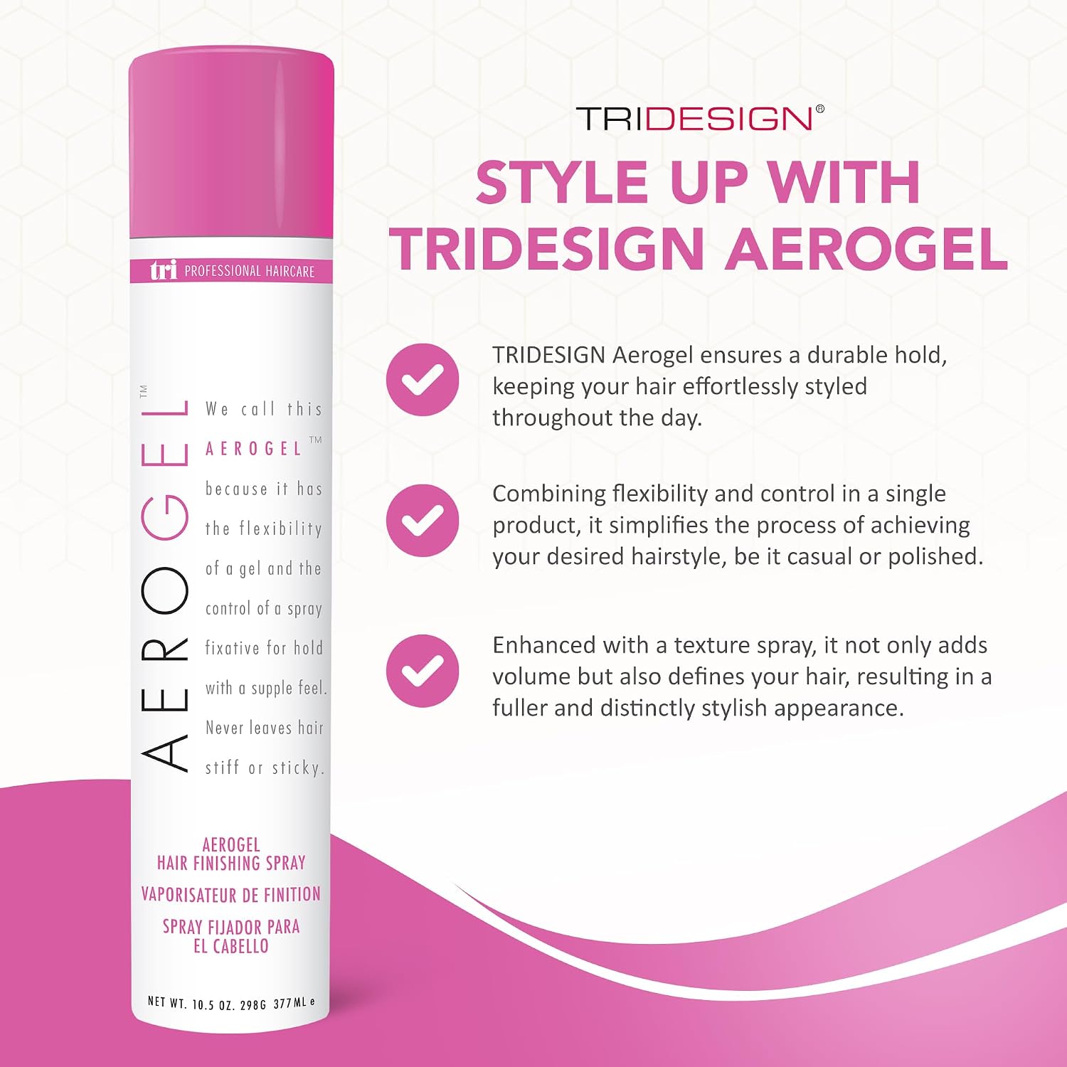SPRAY FIJADOR TRI DESIGN AEROGEL STRONG HOLD VOLUMIZING 10.5 OZ - 2