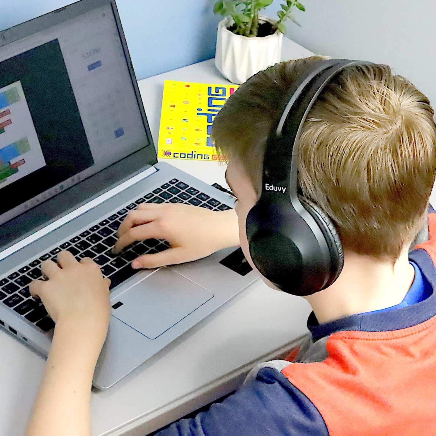 AUDÍFONOS ESCOLARES EDUVY EDSPIRED CON MICRÓFONO INTEGRADO PACK 12 UNIDADES CABLE 6 FT NEGRO - 5