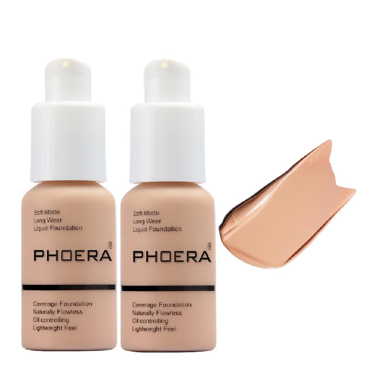 BASE DE MAQUILLAJE PHOERA COBERTURA COMPLETA MATE 24 HORAS TONO BUFF BEIGE PACK 2 UNIDADES - 1
