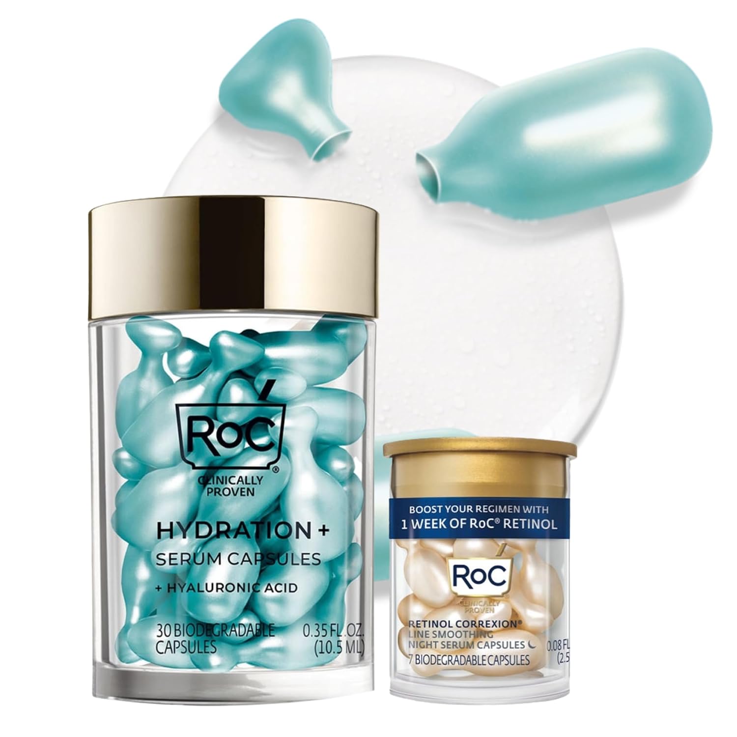 CÁPSULAS DE SÉRUM NOCTURNO ROC ÁCIDO HIALURÓNICO 30 UNIDADES + CÁPSULAS RETINOL 7 UNIDADES - 1