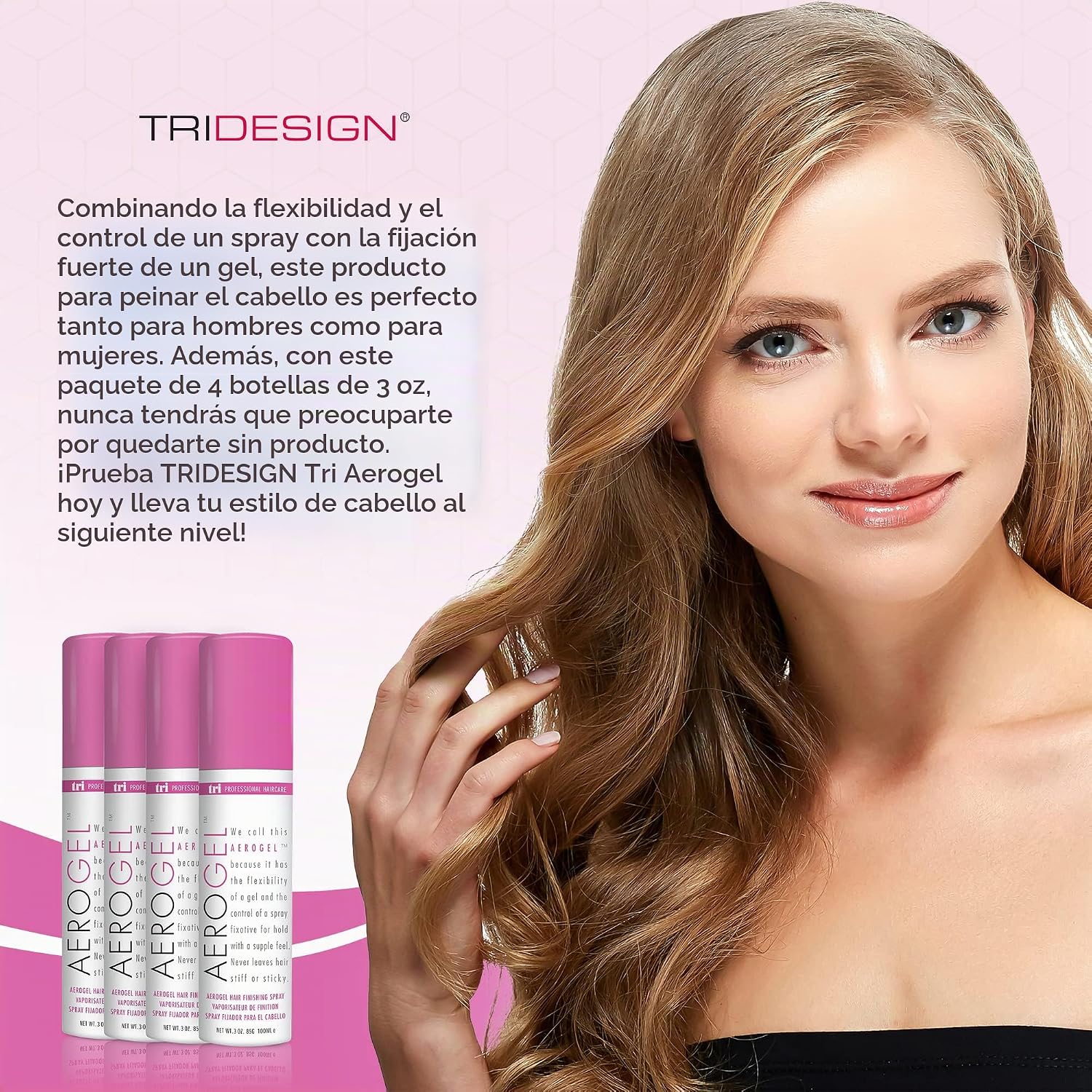 SPRAY FIJADOR AEROGEL TRI DESIGN STRONG HOLD VOLUMIZING 3 OZ PACK X4 - 4