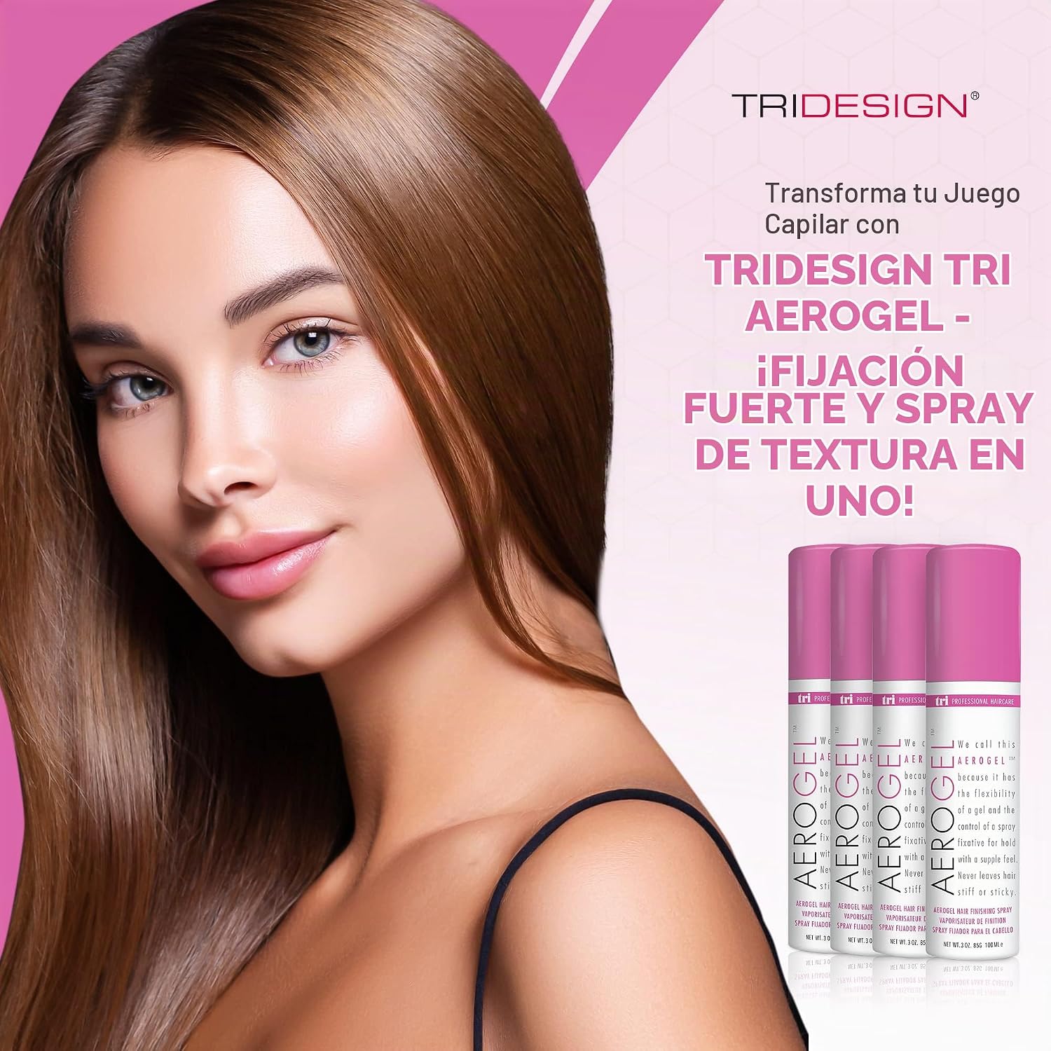 SPRAY FIJADOR AEROGEL TRI DESIGN STRONG HOLD VOLUMIZING 3 OZ PACK X4 - 5