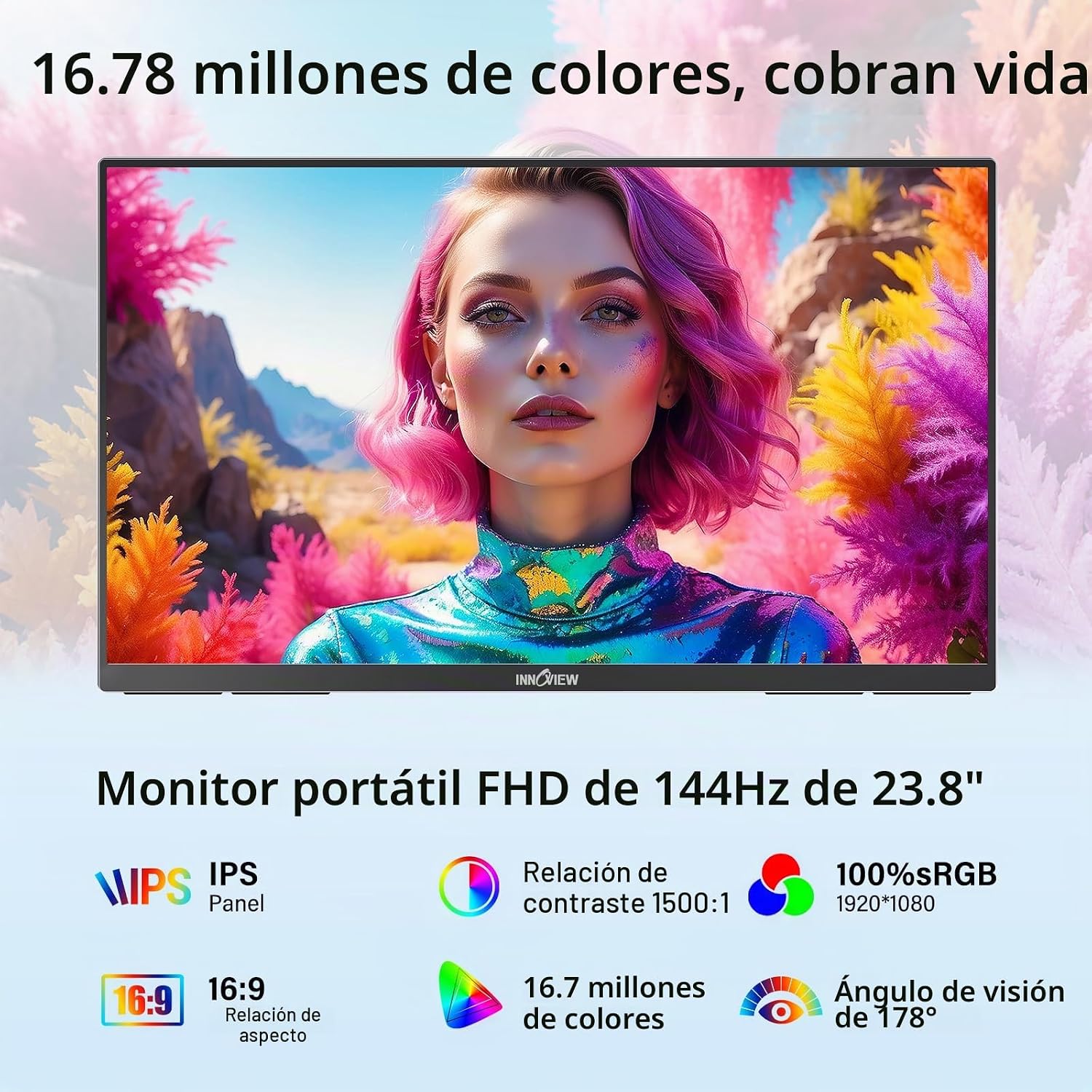MONITOR PORTÁTIL INNOVIEW 23.8 PULGADAS FHD 144HZ USB-C HDMI - 2