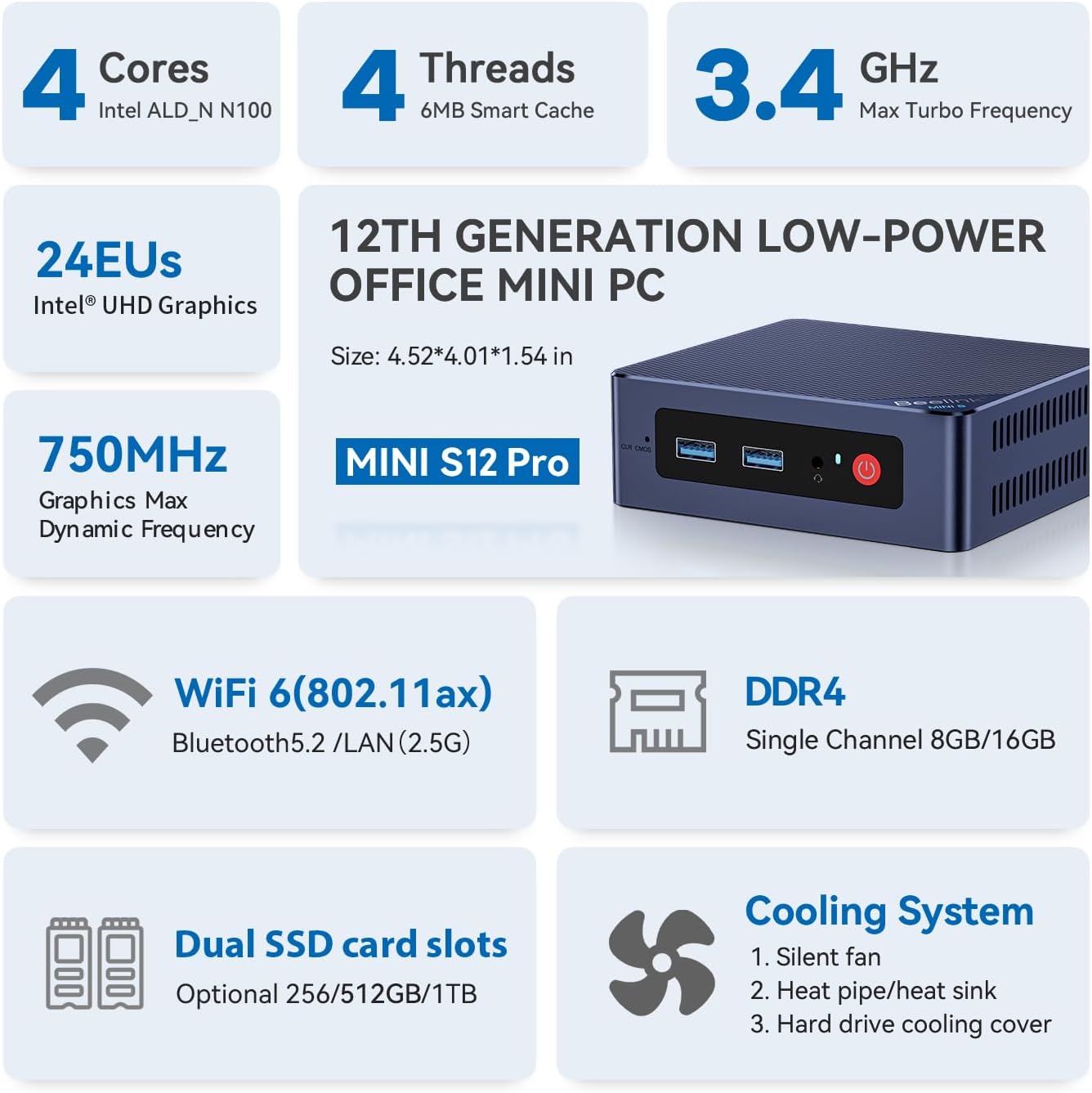 MINI PC BEELINK MINI S12 PRO INTEL N100 16GB DDR4 512GB SSD - 2