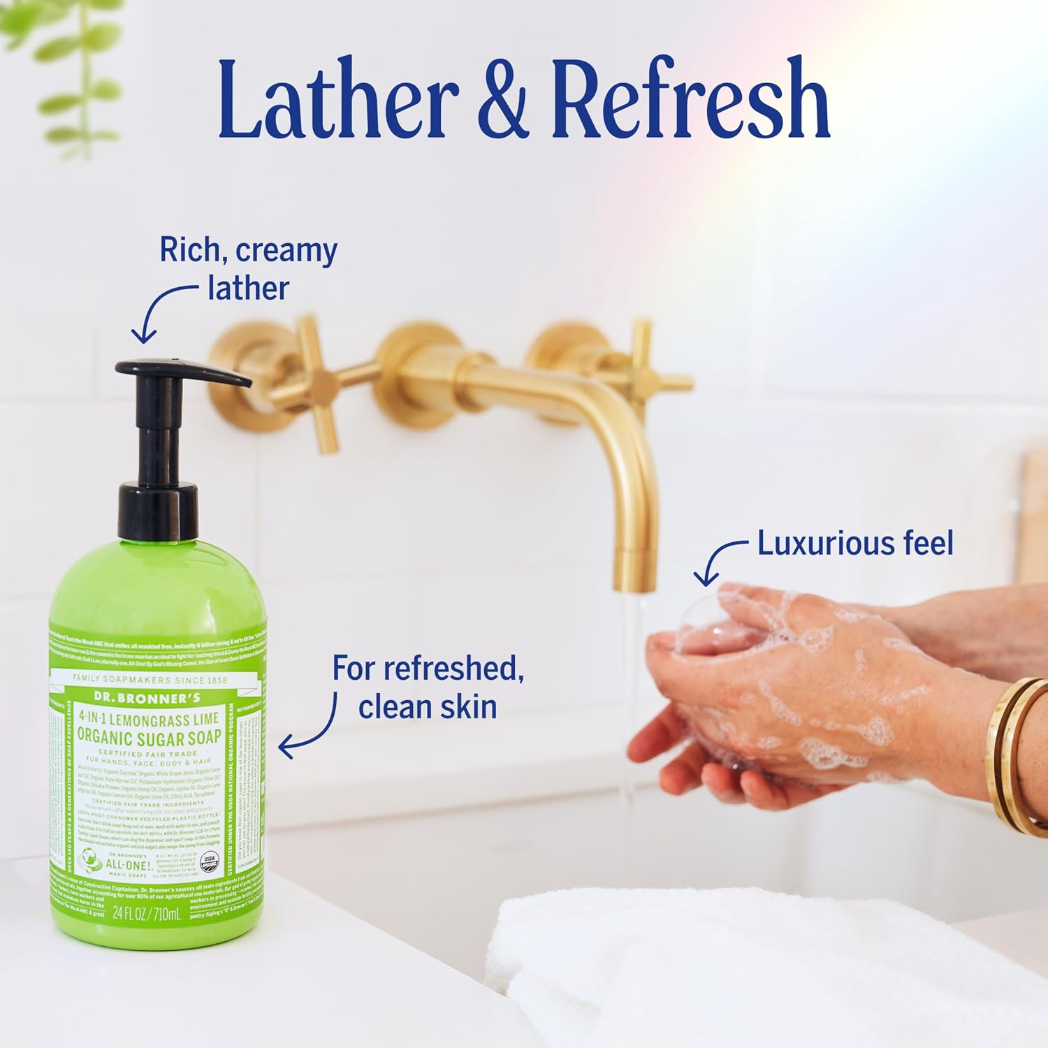 JABÓN LÍQUIDO ORGÁNICO DR. BRONNER'S SUGAR SOAP LEMONGRASS 24 OZ - 5