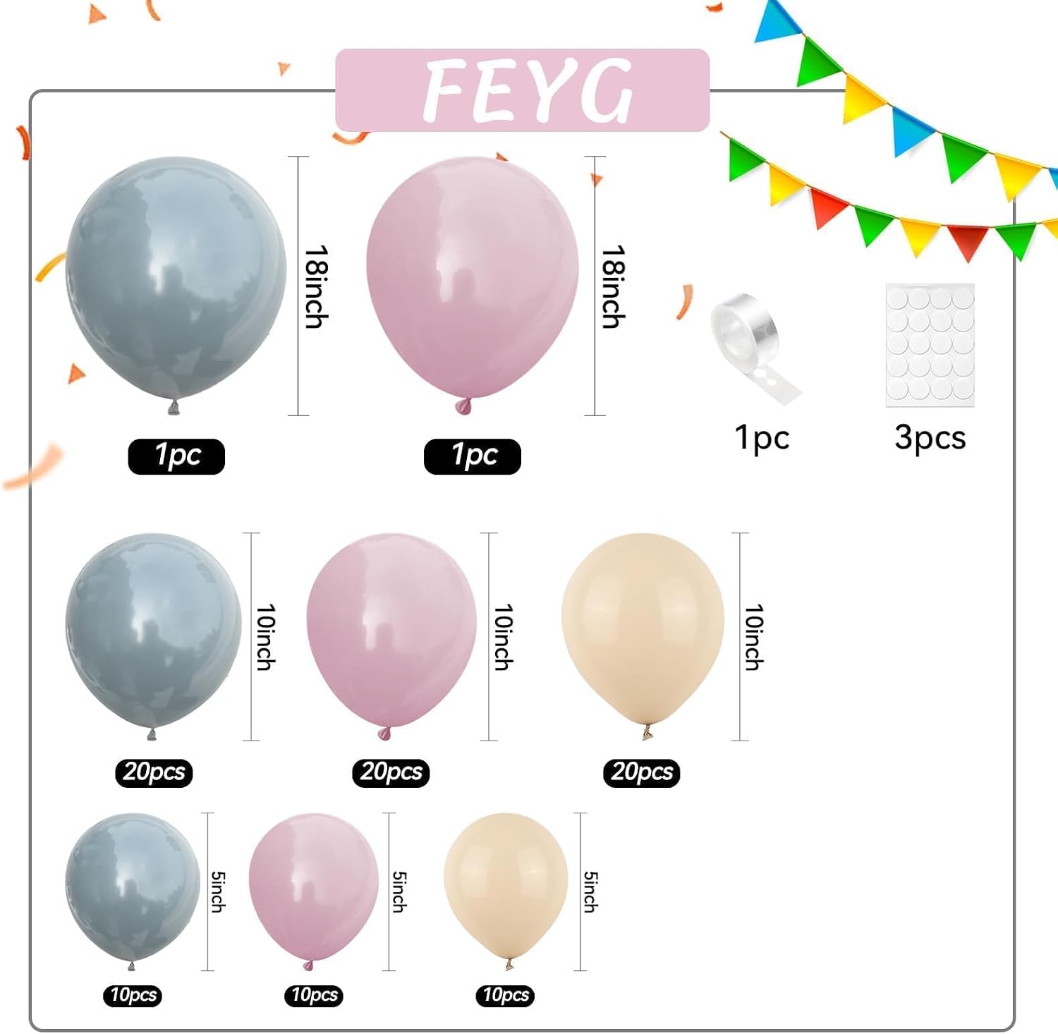 KIT GUIRNALDA DE GLOBOS GENDER REVEAL ROSA POLVO AZUL NUDE BOHO - 2