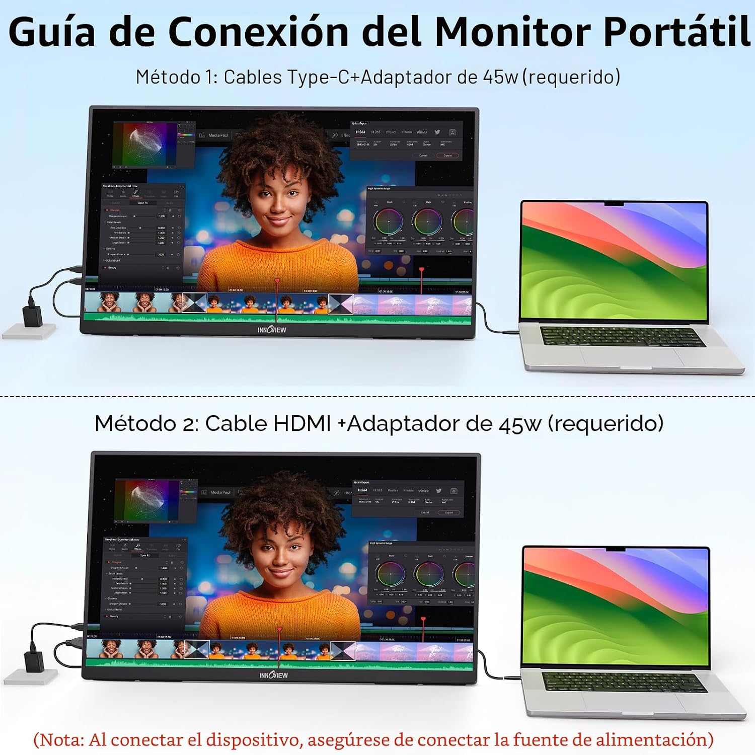 MONITOR PORTÁTIL INNOVIEW 23.8 PULGADAS 4K UHD 3840X2160 IPS - 5