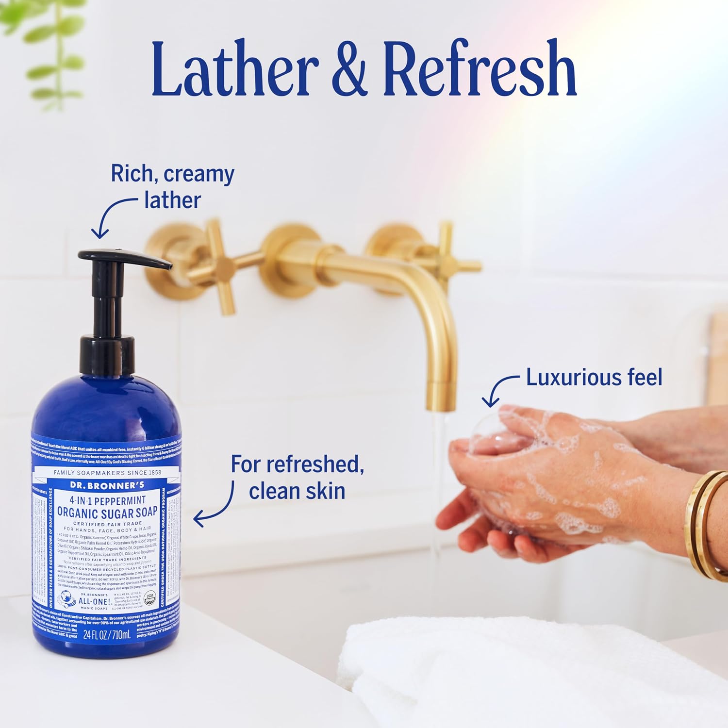 JABÓN LÍQUIDO DR. BRONNER'S ORGANIC SUGAR SOAP MENTA REFILL 64 OZ - 5