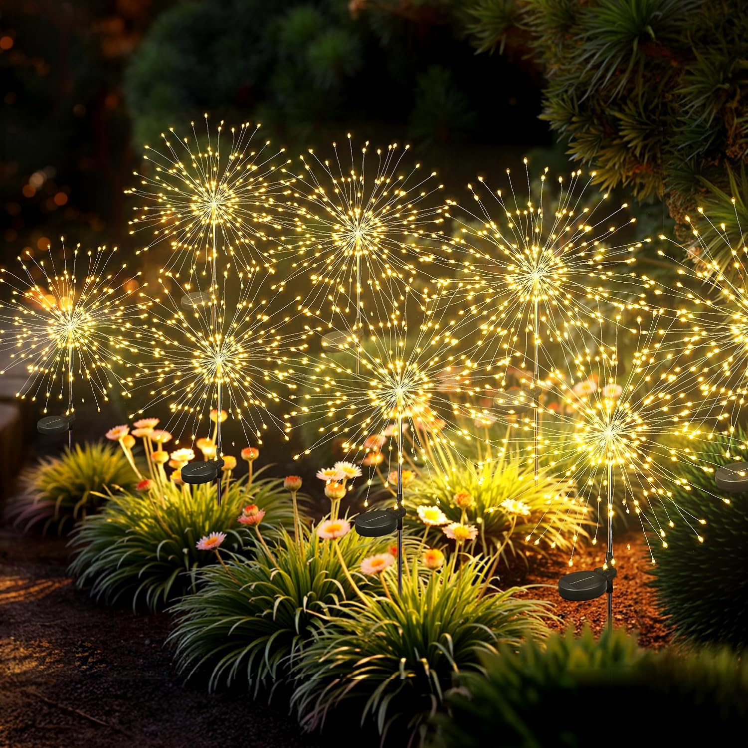 ESTACAS SOLARES PARA JARDÍN SUNCKET 8 PIEZAS 120 LED LUZ BLANCA - 1