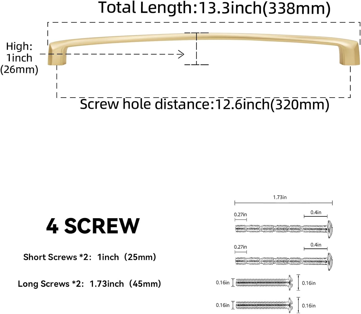 MANIJA PARA MUEBLE Y CLOSET BUKOBYHE 320MM LATÓN CEPILLADO PACK 10 UNIDADES - 2