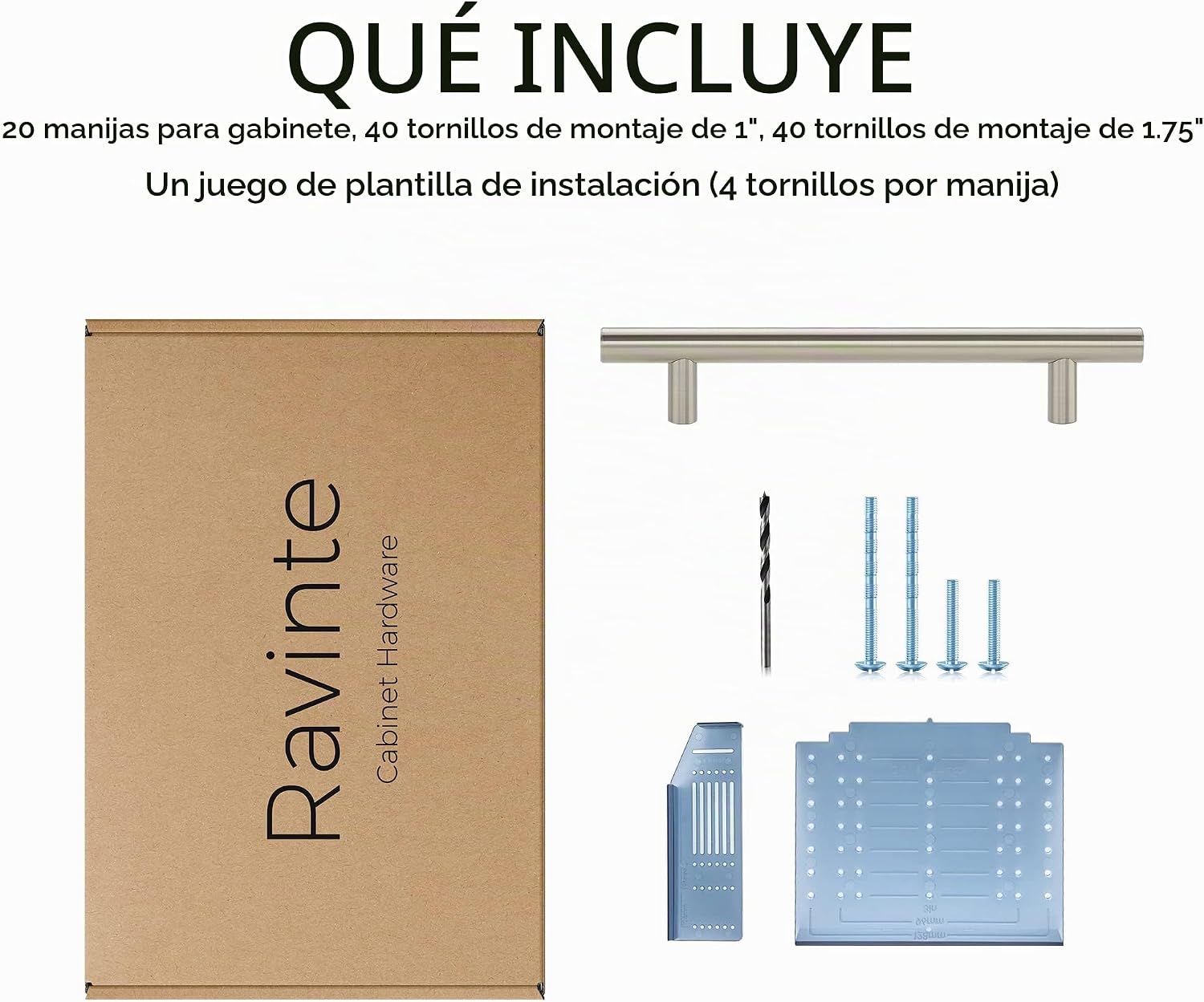 MANIJA PARA MUEBLE RAVINTE NÍQUEL CEPILLADO 5 PULGADAS, PAQUETE DE 20 - 5