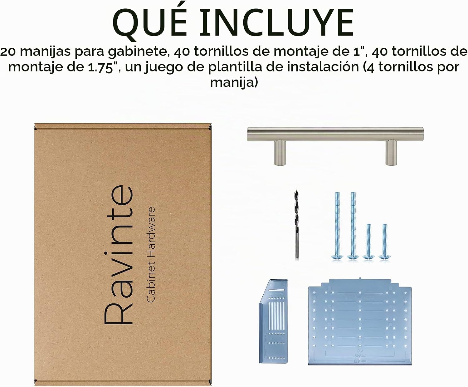 MANIJA PARA MUEBLE RAVINTE NÍQUEL CEPILLADO 3-3/4 PULGADAS CC, PAQUETE DE 20 - 5