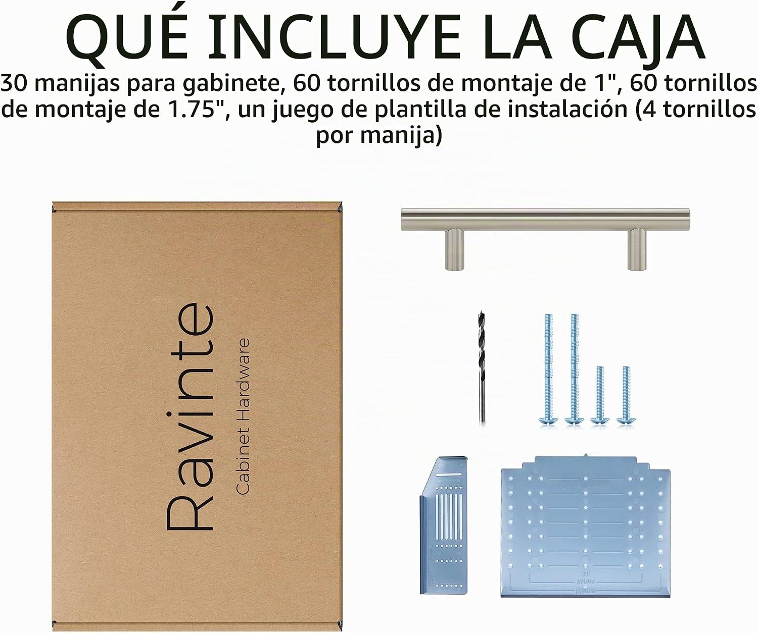 MANIJA PARA MUEBLE RAVINTE NÍQUEL CEPILLADO 3-3/4 PULGADAS CENTRO A CENTRO, PAQUETE DE 30 - 5
