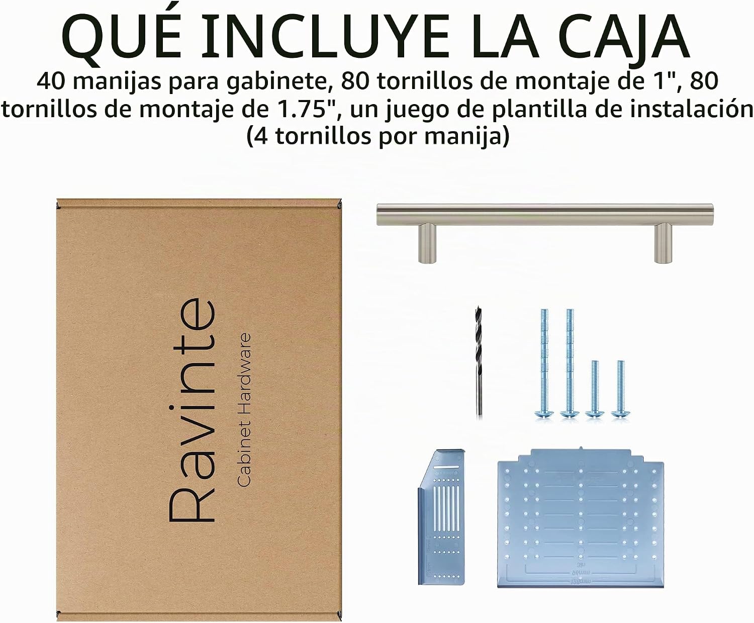 MANIJA PARA MUEBLE RAVINTE NÍQUEL CEPILLADO 5 PULGADAS, PAQUETE DE 40 PIEZAS - 5