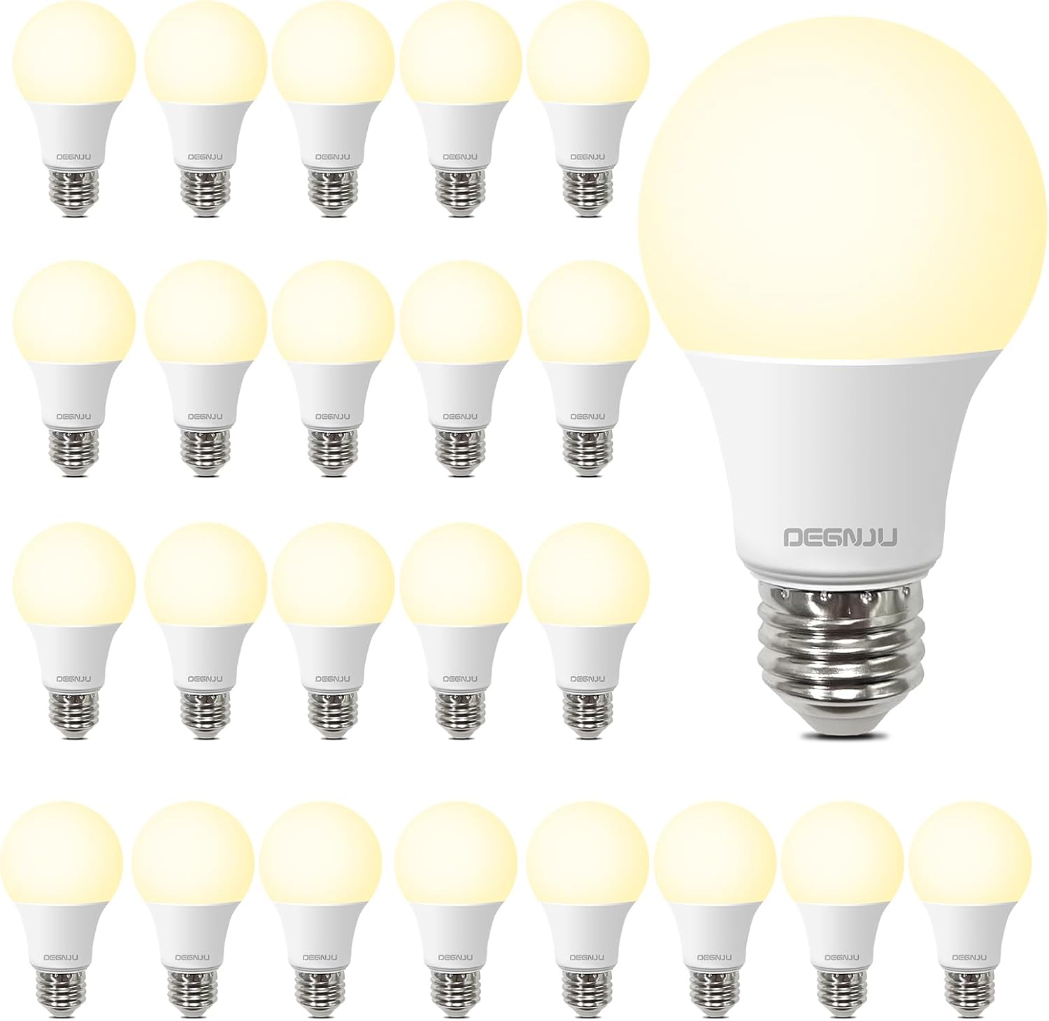 AMPOLLETA LED A19 DEGNJU 8W EQUIVALENTE 60W LUZ BLANCA CÁLIDA 2700K PAQUETE 24 UNIDADES - 1