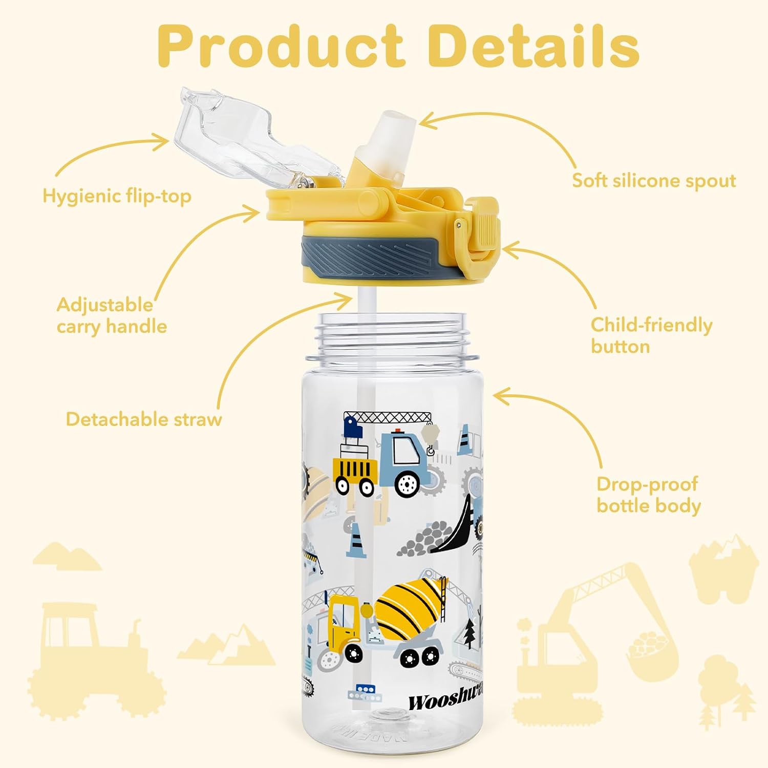 BOTELLA DE AGUA PARA NIÑOS 20 OZ OMEDECAL FRESA/EXCAVADORA - 2