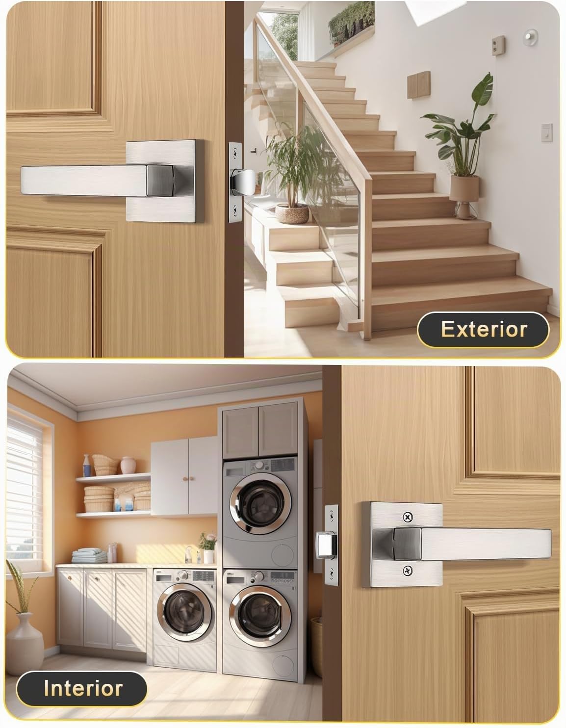 MANIJA PARA PUERTA TINEWA NÍQUEL CEPILLADO JUEGO DE 3 PIEZAS - 3