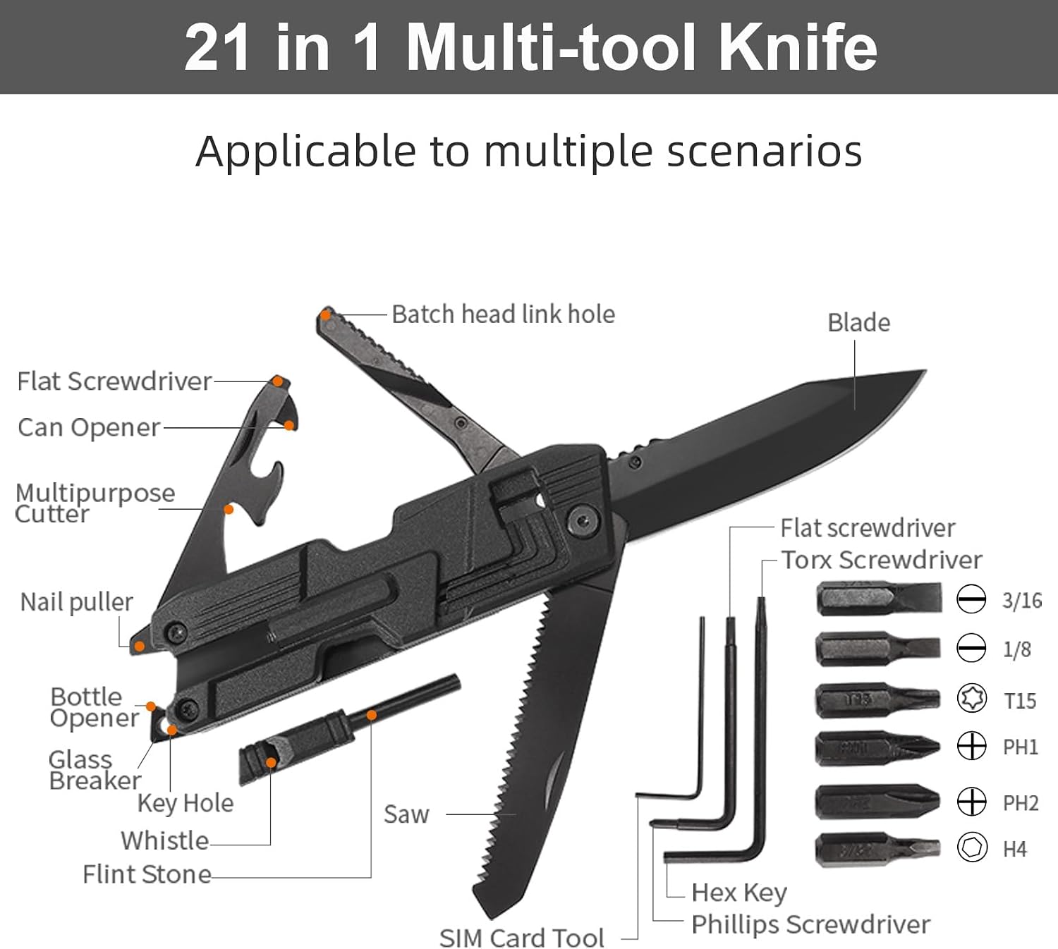 NAVAJA MULTIFUNCIÓN TITORLD 21 EN 1 PLEGABLE DE 7.8 PULGADAS - 2