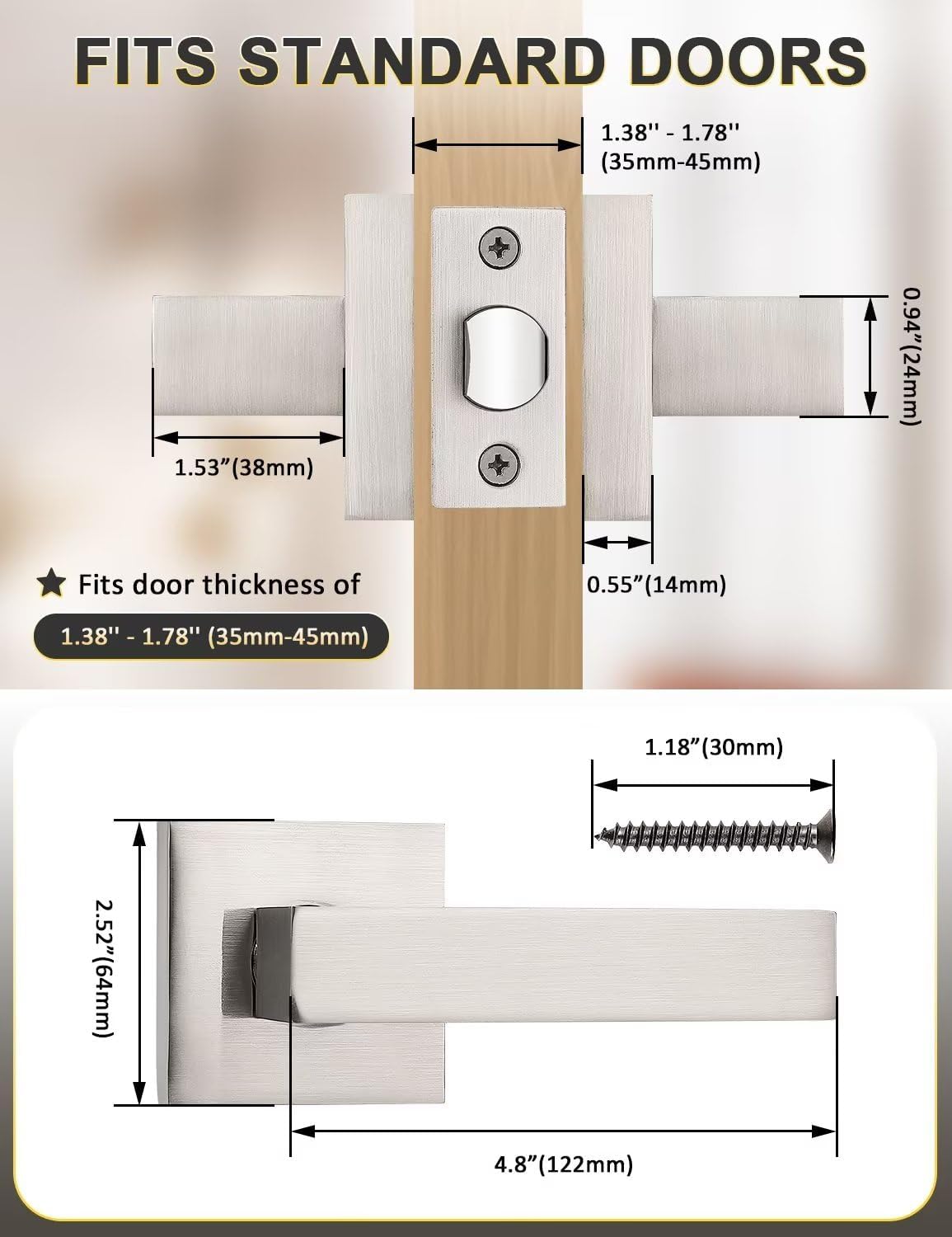 MANIJA PARA PUERTA TINEWA NÍQUEL CEPILLADO JUEGO DE 2 PIEZAS - 2