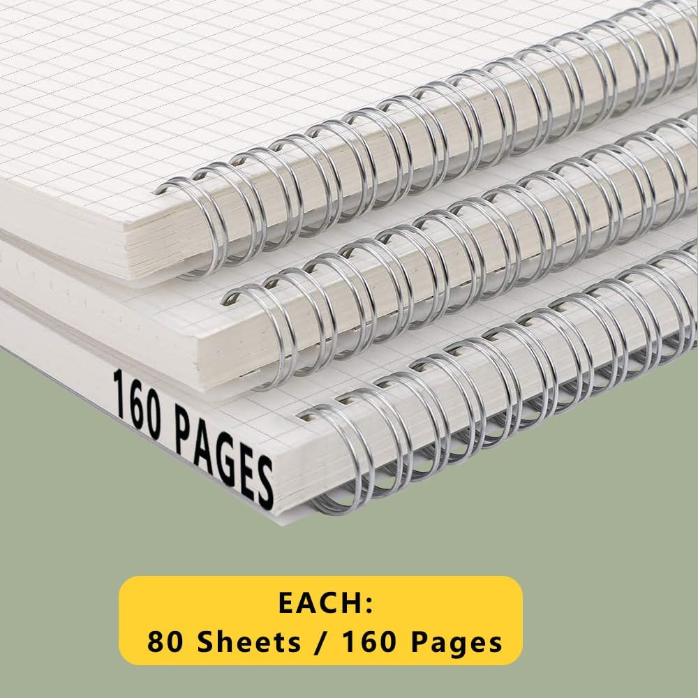 CUADERNO ESPIRAL A5 PAPEL CUADRICULADO 120GSM PACK 3 UNIDADES - 5