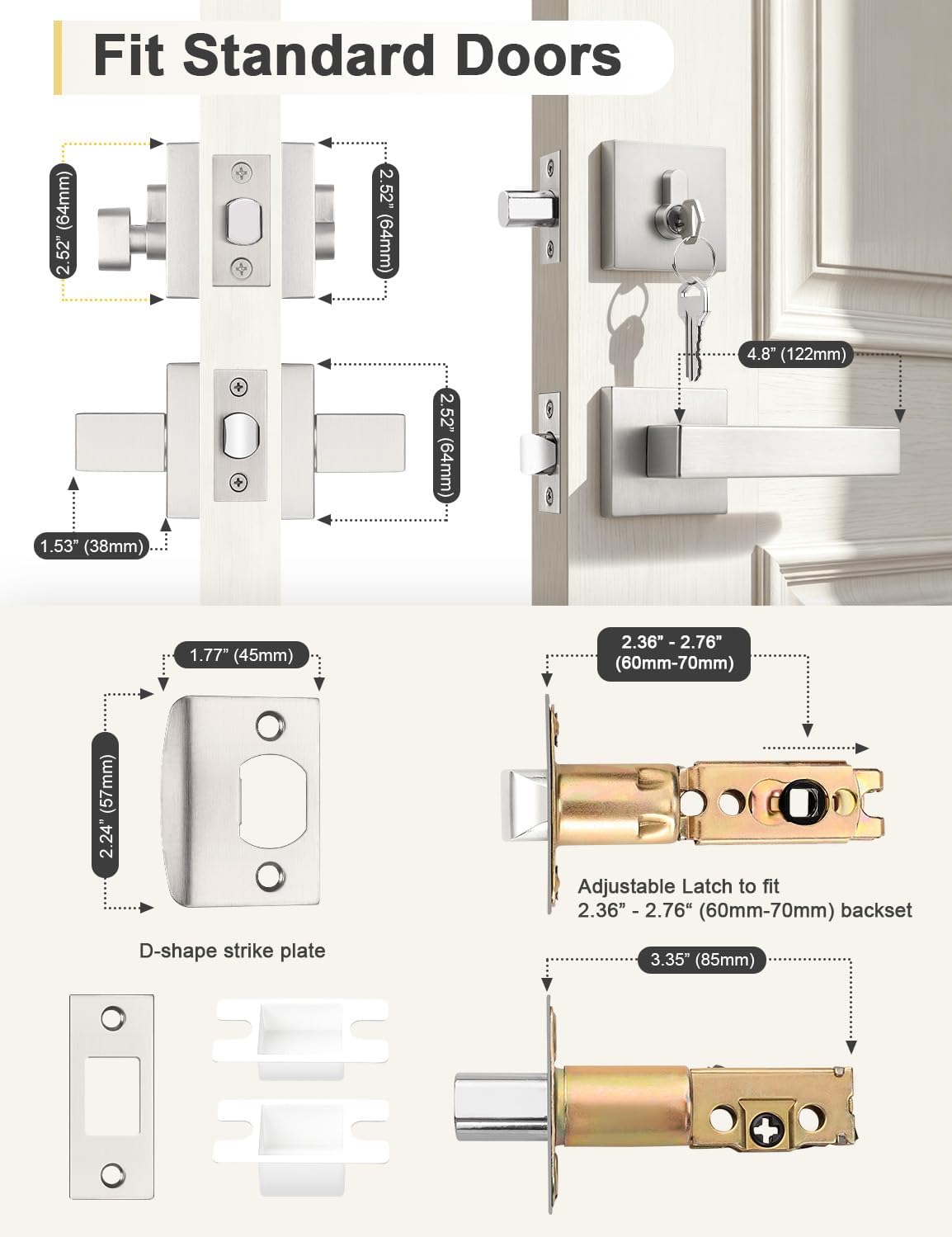 MANIJA PARA PUERTA TINEWA NÍQUEL CEPILLADO CON CERRADURA DE CILINDRO ÚNICO - 5