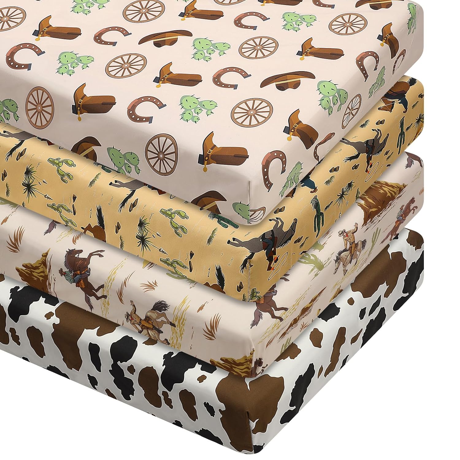 JUEGO DE SÁBANAS PARA CUNA VITALCOZY WESTERN COWBOY 52 X 28 X 8 PULGADAS - 1