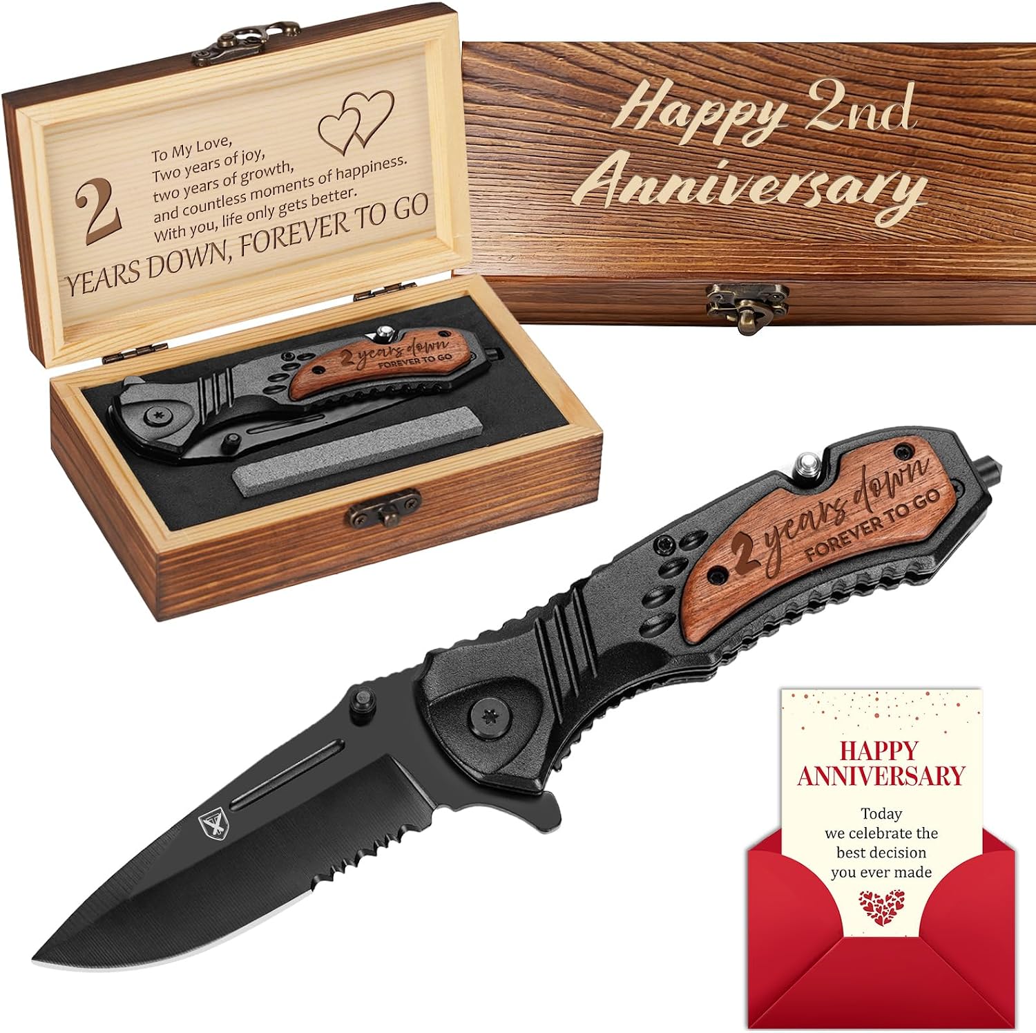 NAVAJA DE BOLSILLO TITORLD 7.8 PULGADAS CON GRABADO PERSONALIZADO ANIVERSARIO 2 AÑOS - 1