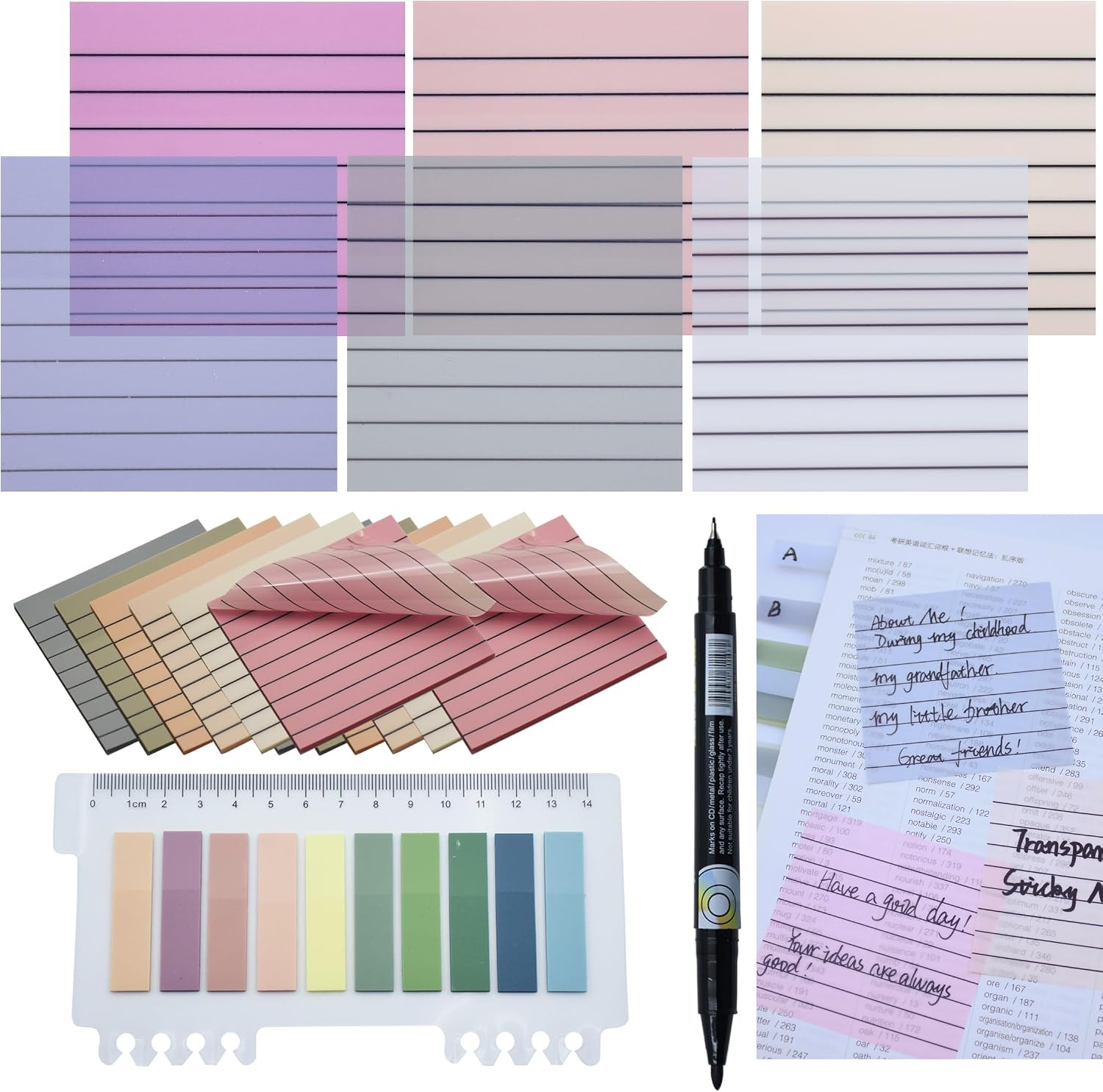 NOTAS ADHESIVAS TRANSPARENTES YOUDEFUL 800 PIEZAS 3X3 PULGADAS CON LÍNEAS - 1