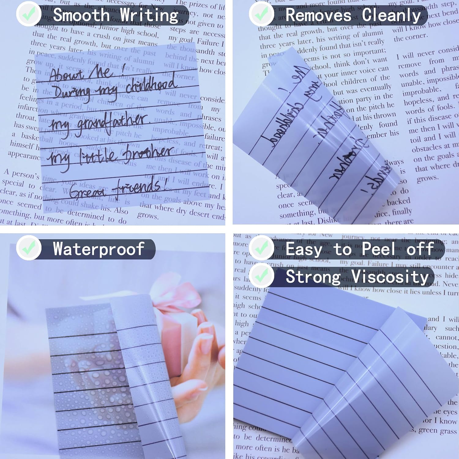 NOTAS ADHESIVAS TRANSPARENTES YOUDEFUL 800 PIEZAS 3X3 PULGADAS CON LÍNEAS - 3