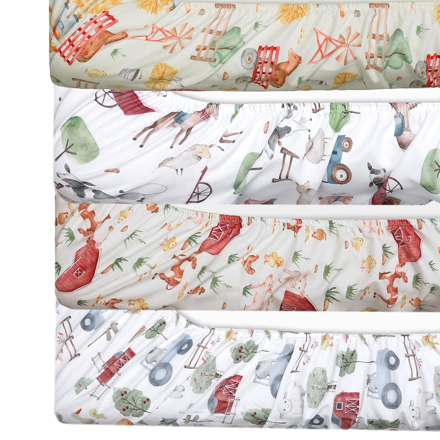 SÁBANAS PARA CUNA VITALCOZY ANIMALES DE GRANJA 52 X 28 X 8 PULGADAS JUEGO DE 4 - 2