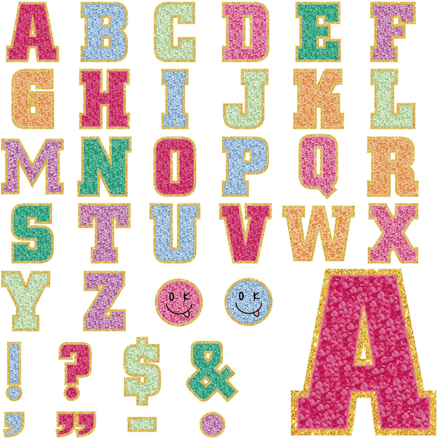 SET DE 136 LETRAS Y SIGNOS DE PUNTUACIÓN PARA PIZARRA 30 CM HUMYOUN MULTICOLOR - 1