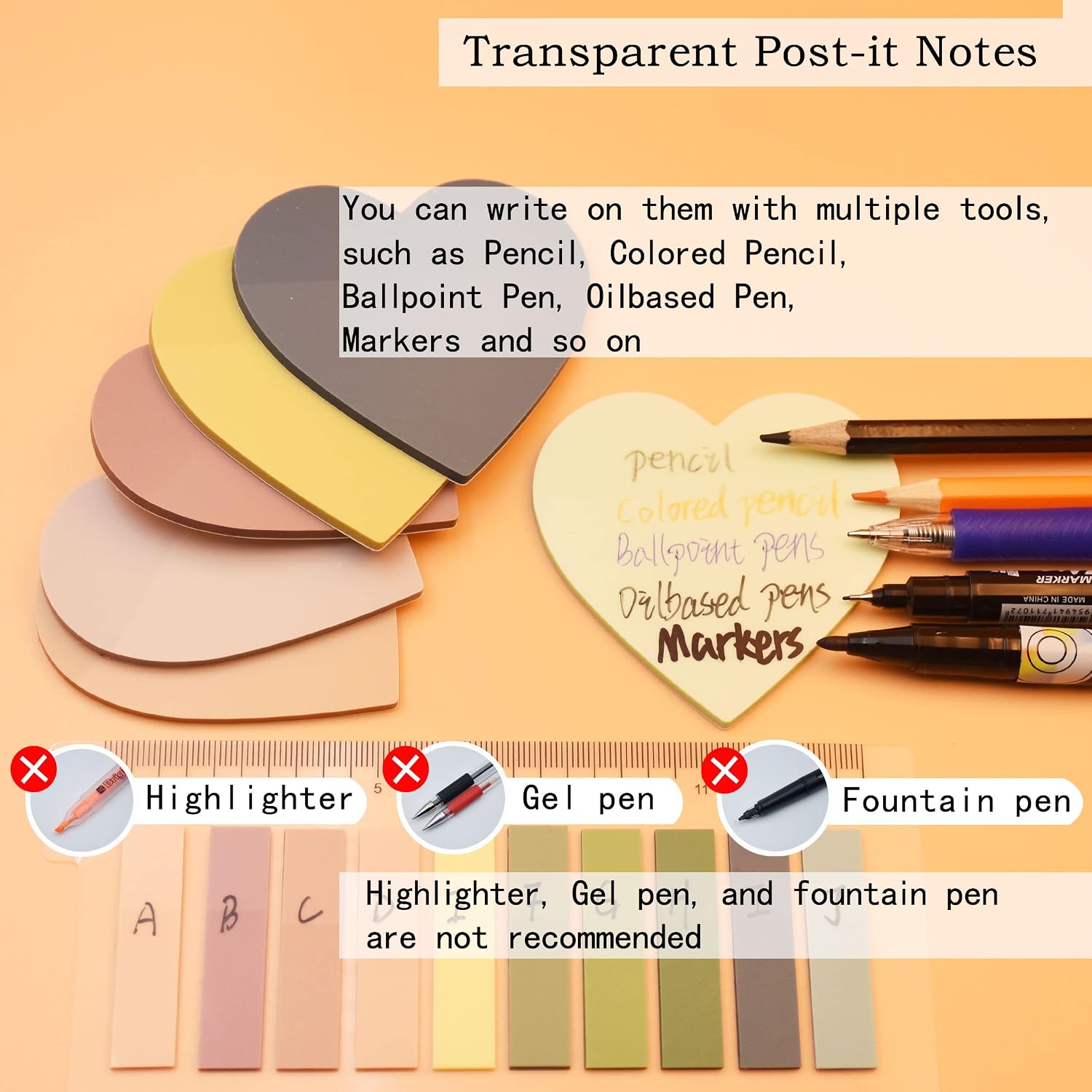 NOTAS ADHESIVAS TRANSPARENTES YOUDEFUL CORAZÓN 800 PIEZAS - 4