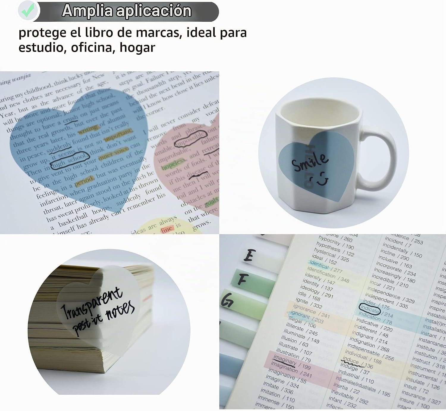 NOTAS ADHESIVAS TRANSPARENTES YOUDEFUL CORAZÓN 800 PIEZAS - 5