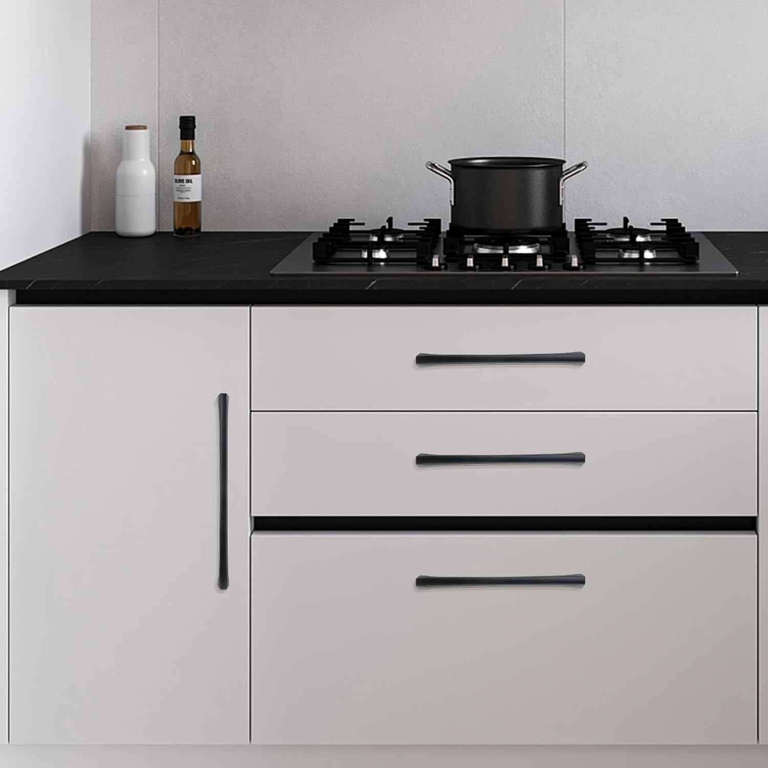 MANIJA PARA MUEBLE 7.5 PULGADAS NEGRO MATE ZINC ALEACIÓN JUEGO 10 PIEZAS - 5