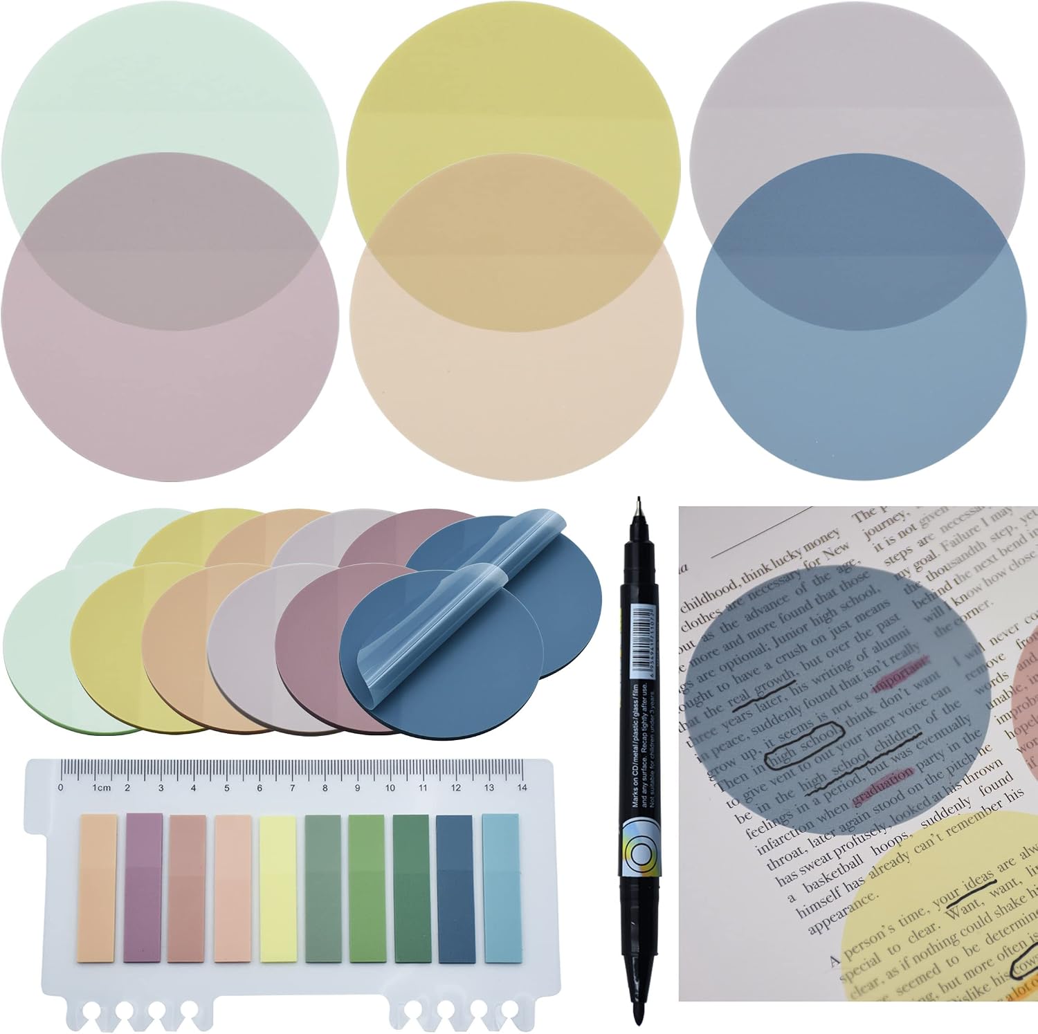 NOTAS ADHESIVAS TRANSPARENTES REDONDAS YOUDEFUL 800 PIEZAS 2.76X2.76 PULGADAS - 1
