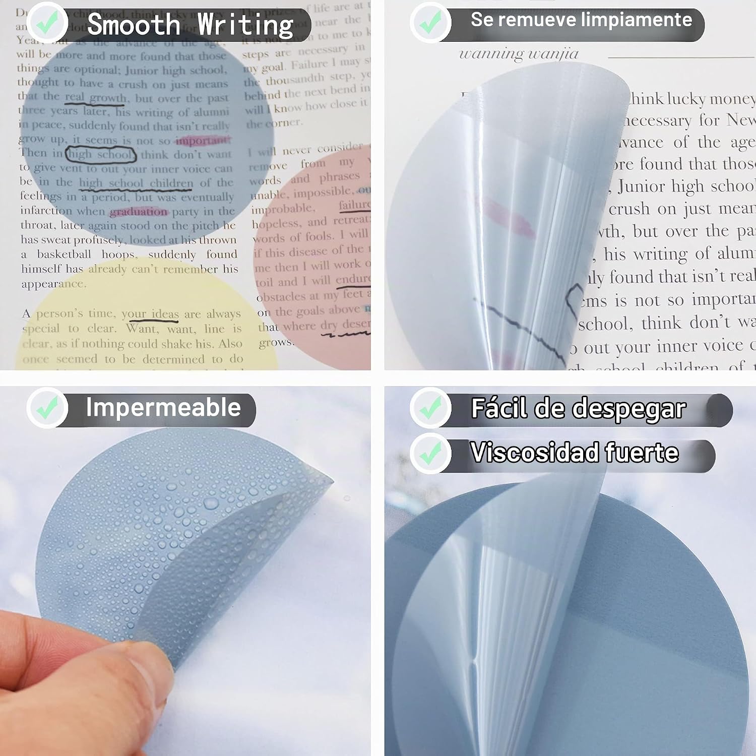 NOTAS ADHESIVAS TRANSPARENTES REDONDAS YOUDEFUL 800 PIEZAS 2.76X2.76 PULGADAS - 3