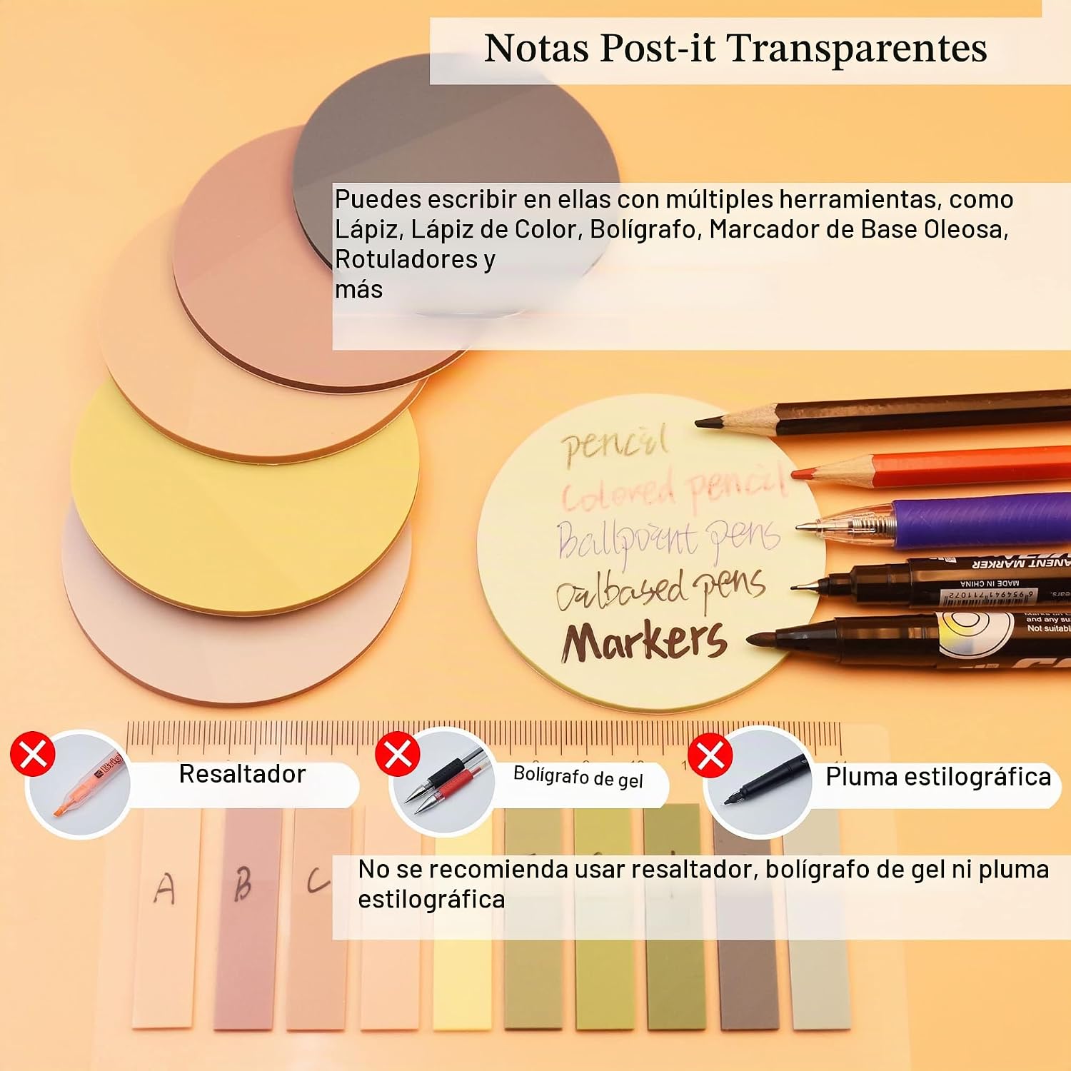 NOTAS ADHESIVAS TRANSPARENTES REDONDAS YOUDEFUL 800 PIEZAS 2.76X2.76 PULGADAS - 4