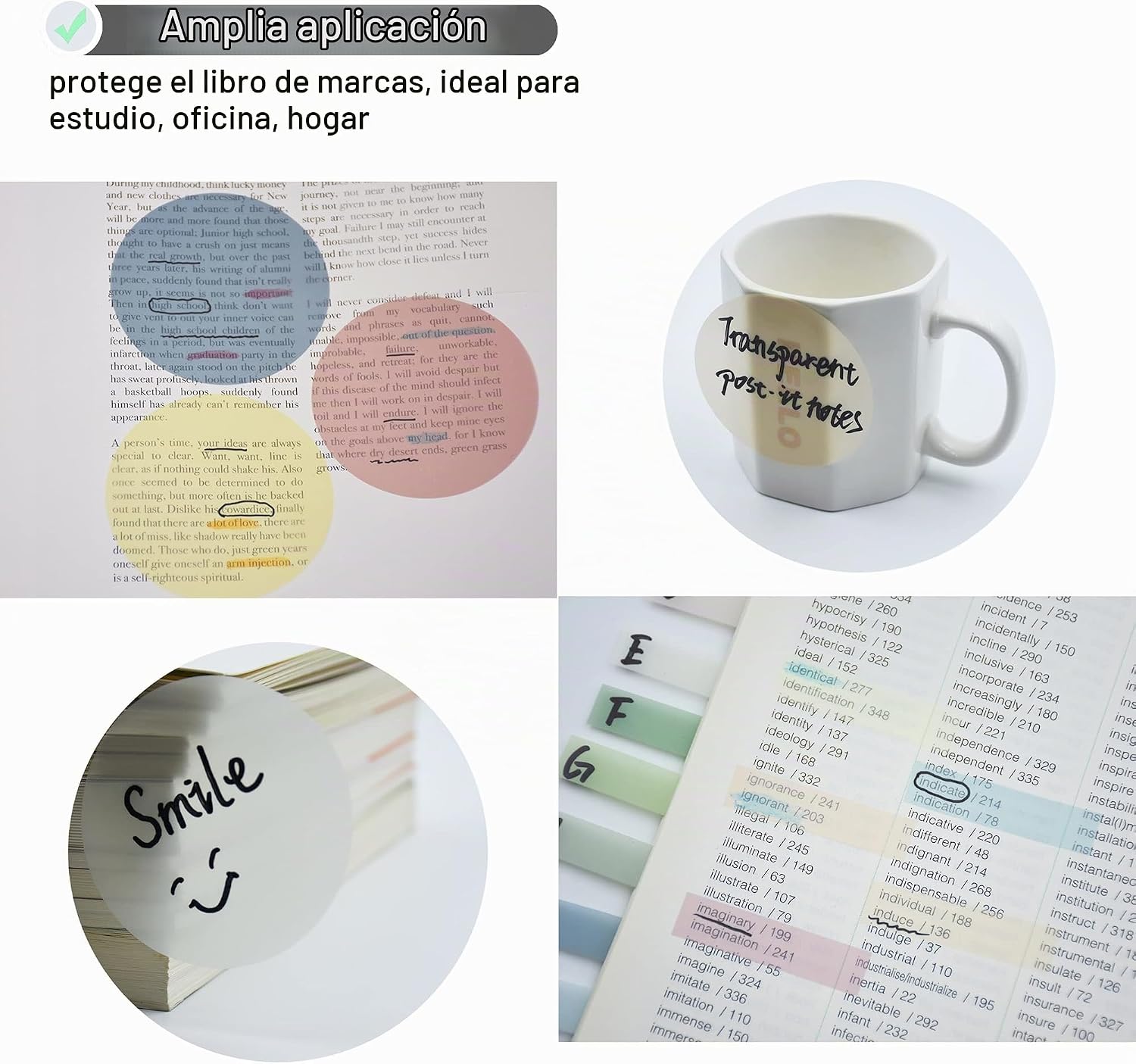 NOTAS ADHESIVAS TRANSPARENTES REDONDAS YOUDEFUL 800 PIEZAS 2.76X2.76 PULGADAS - 5