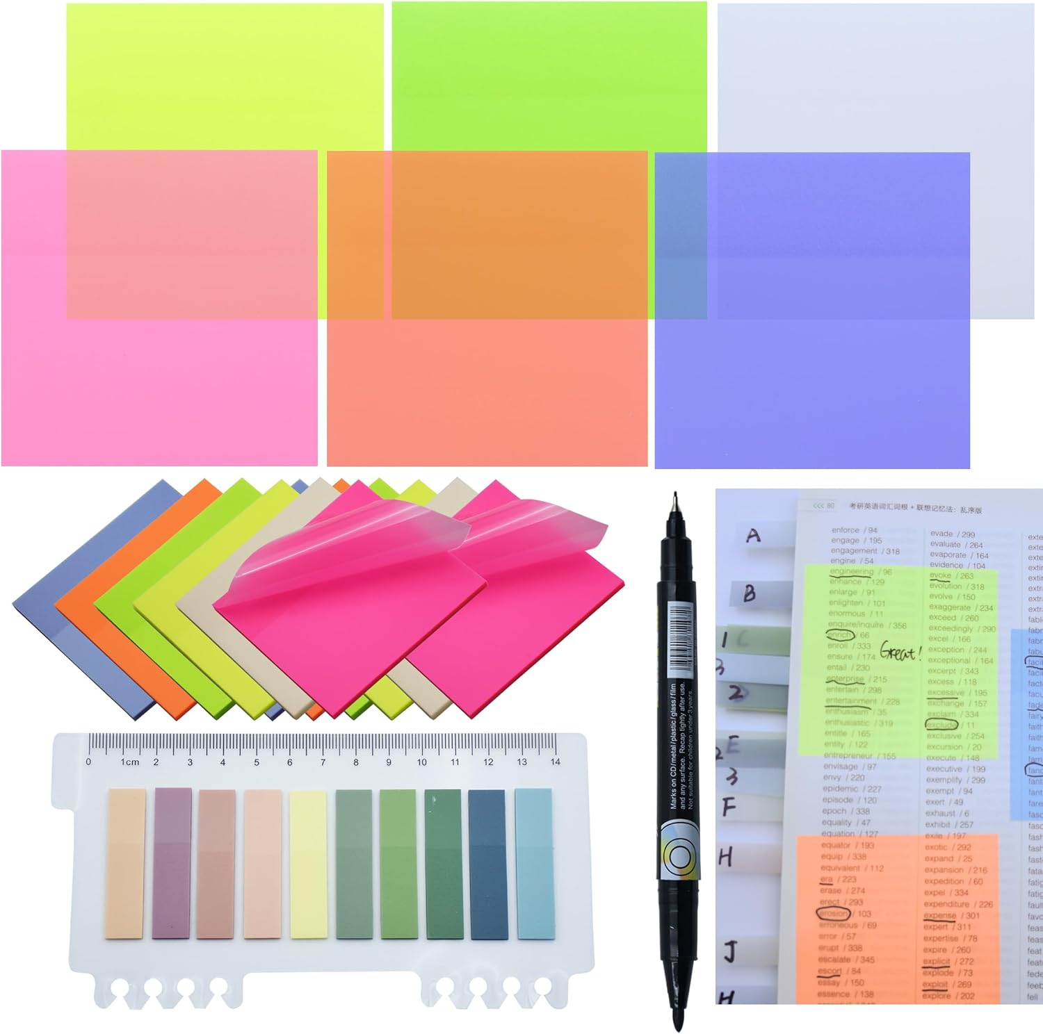 NOTAS ADHESIVAS TRANSPARENTES YOUDEFUL 800 PIEZAS 7.6X7.6 CM COLORES VARIADOS - 1