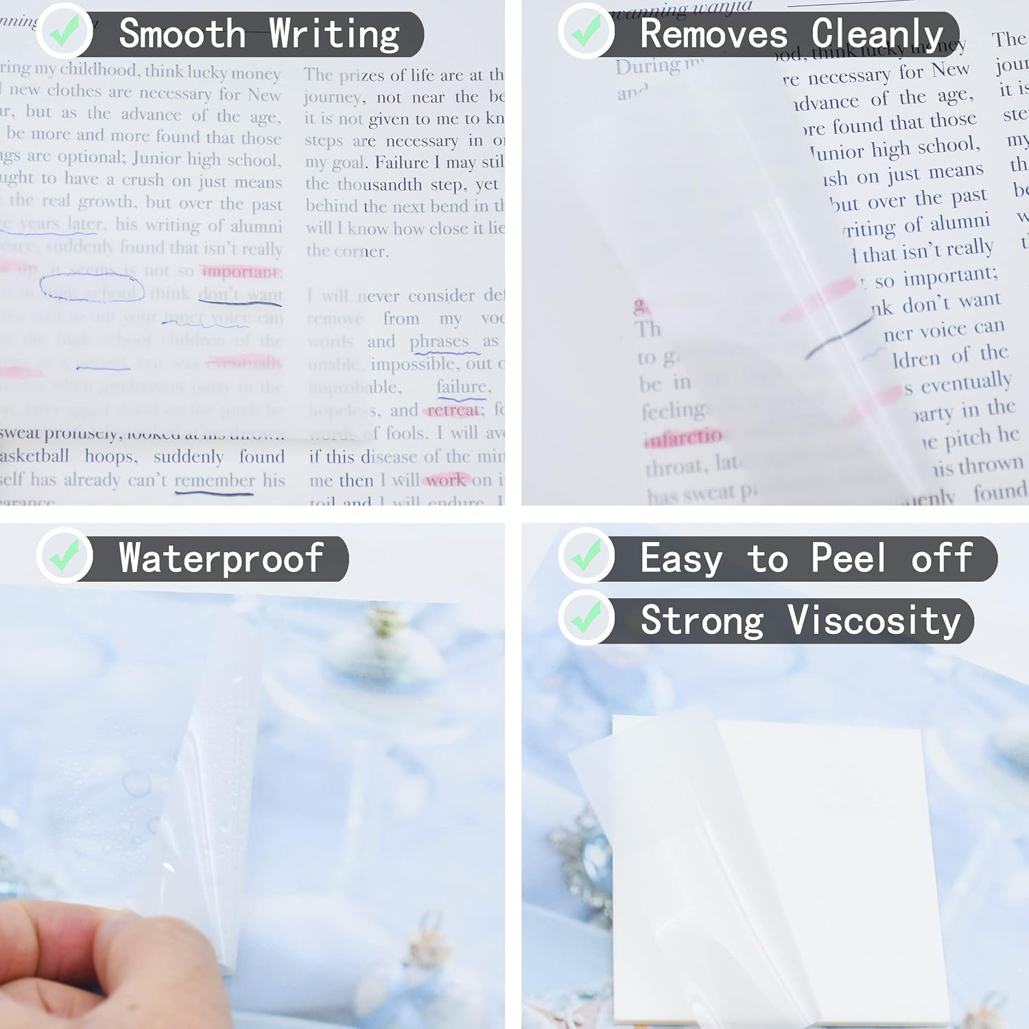 NOTAS ADHESIVAS TRANSPARENTES YOUDEFUL 800 PIEZAS 3X3 PULGADAS BLANCO - 3