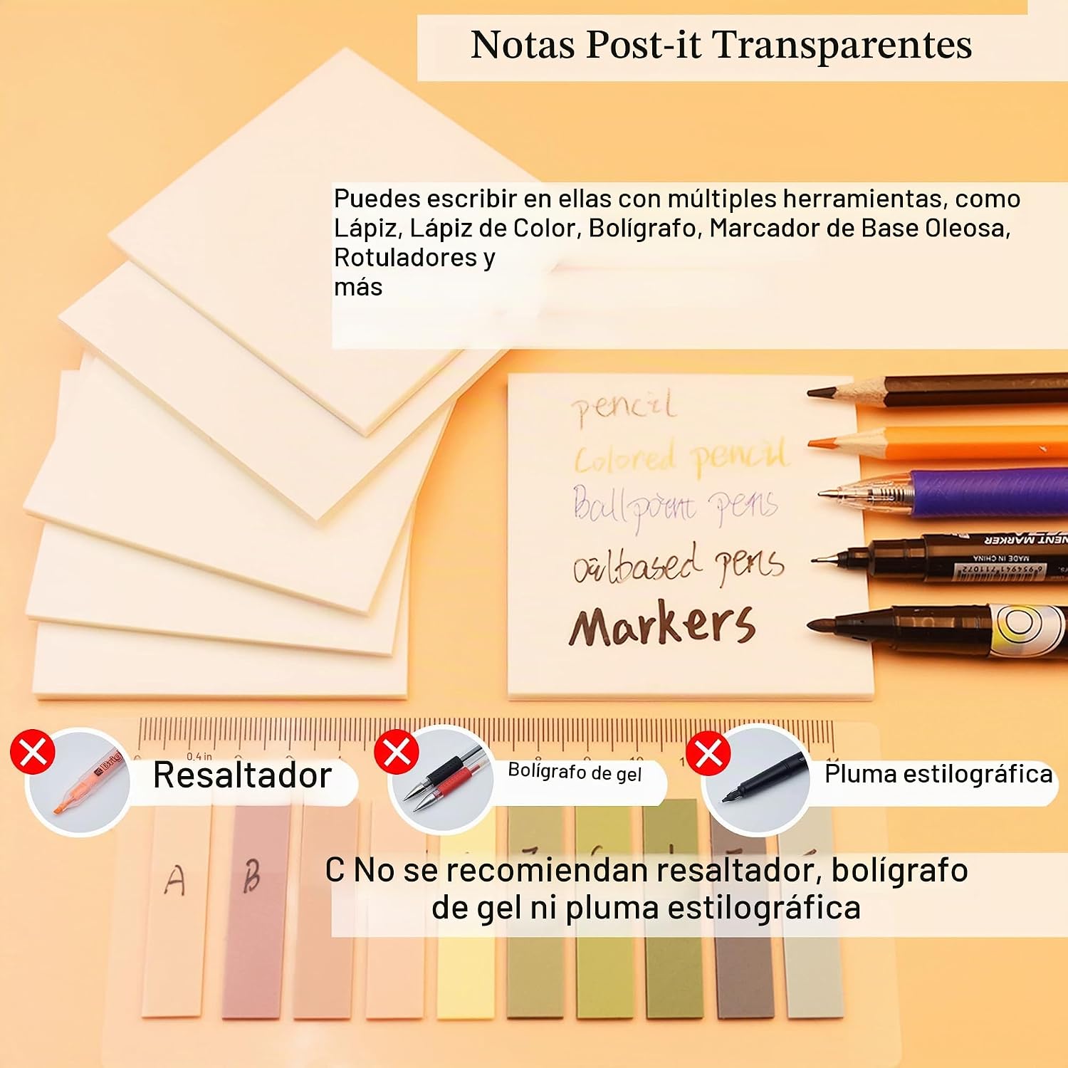 NOTAS ADHESIVAS TRANSPARENTES YOUDEFUL 800 PIEZAS 3X3 PULGADAS BLANCO - 4