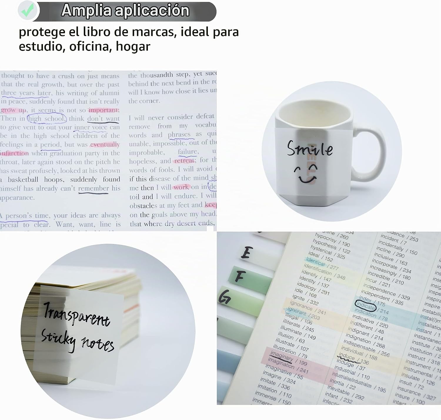 NOTAS ADHESIVAS TRANSPARENTES YOUDEFUL 800 PIEZAS 3X3 PULGADAS BLANCO - 5