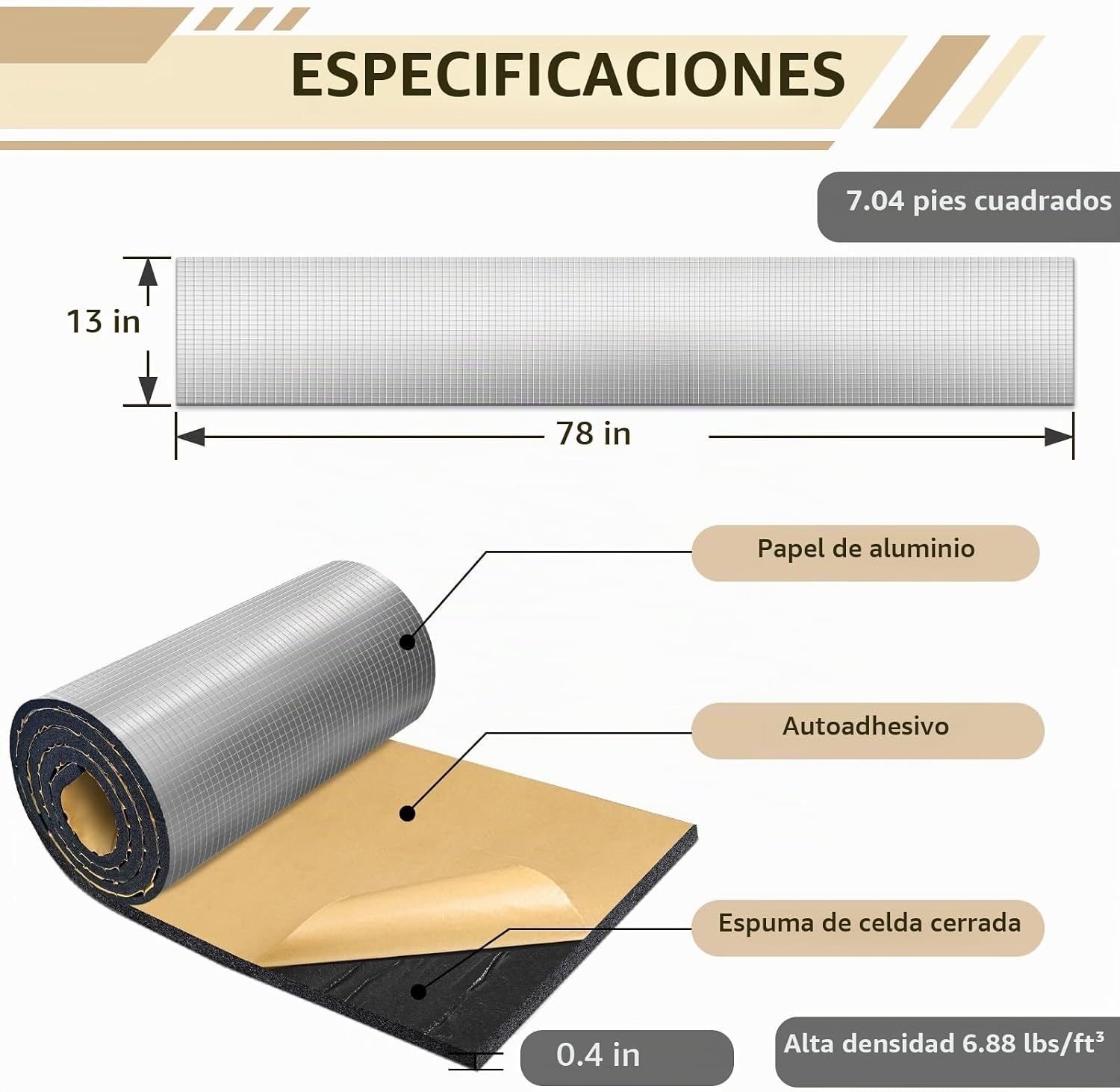 ESPUMA ACÚSTICA AUTOADHESIVA TROYSTUDIO 13'' X 78'' CON BARRERA TÉRMICA - 2
