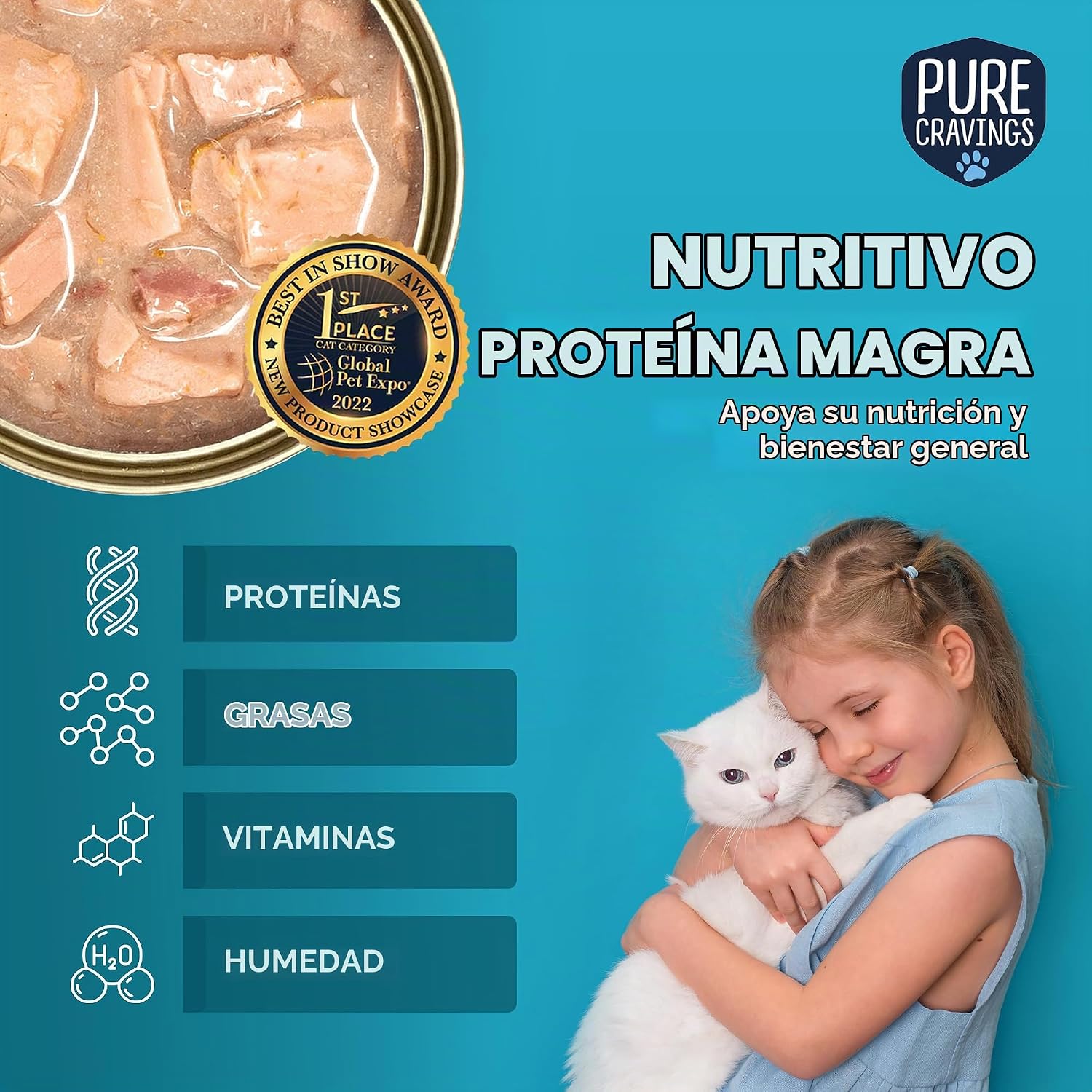 ALIMENTO HÚMEDO PARA GATOS PURE CRAVINGS ATÚN EN TROZOS CON SALSA, PACK 12 LATAS - 3