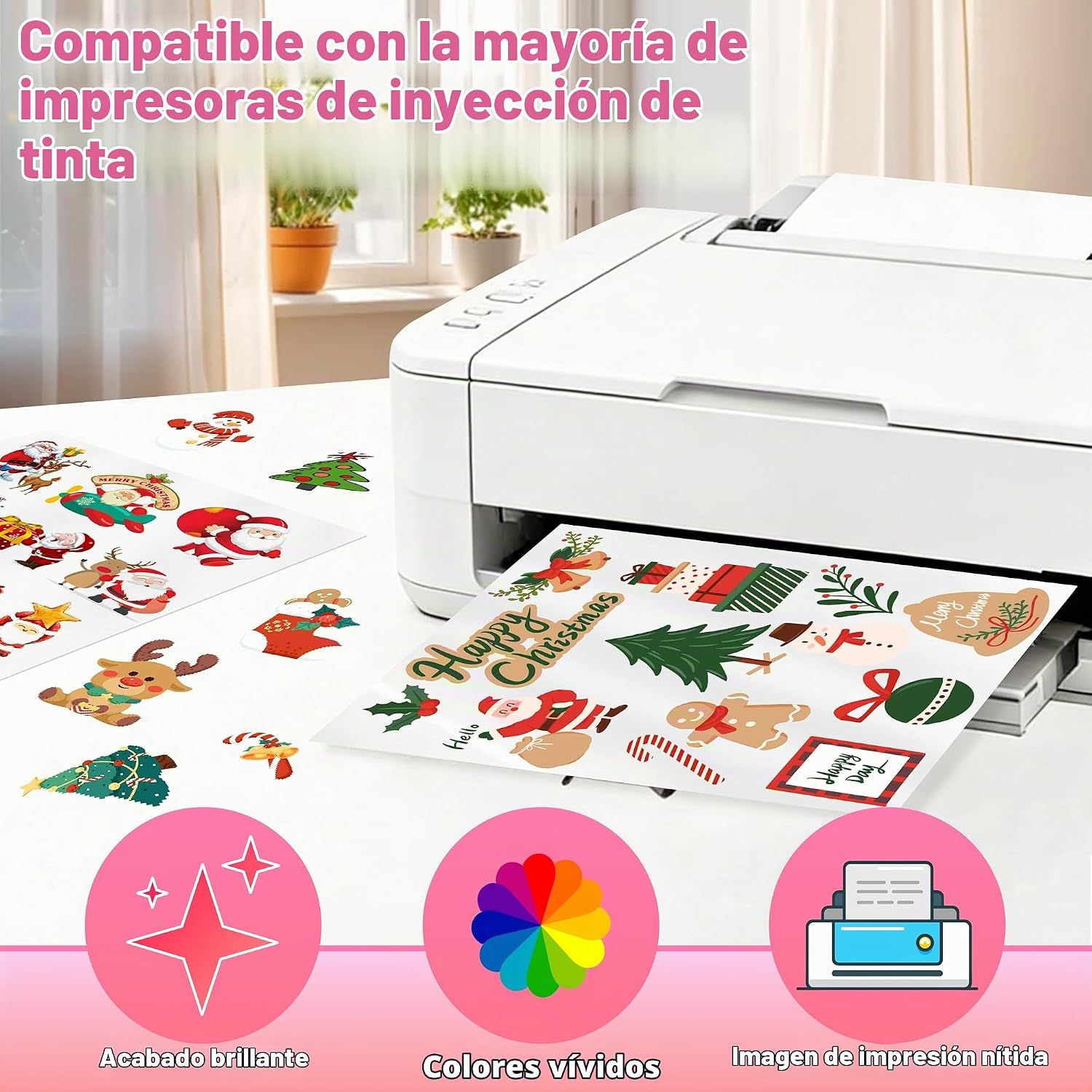 PAPEL ADHESIVO IMPRIMIBLE VEICEVOL PARA IMPRESORAS DE INYECCIÓN, ACABADO BRILLANTE BLANCO - 4