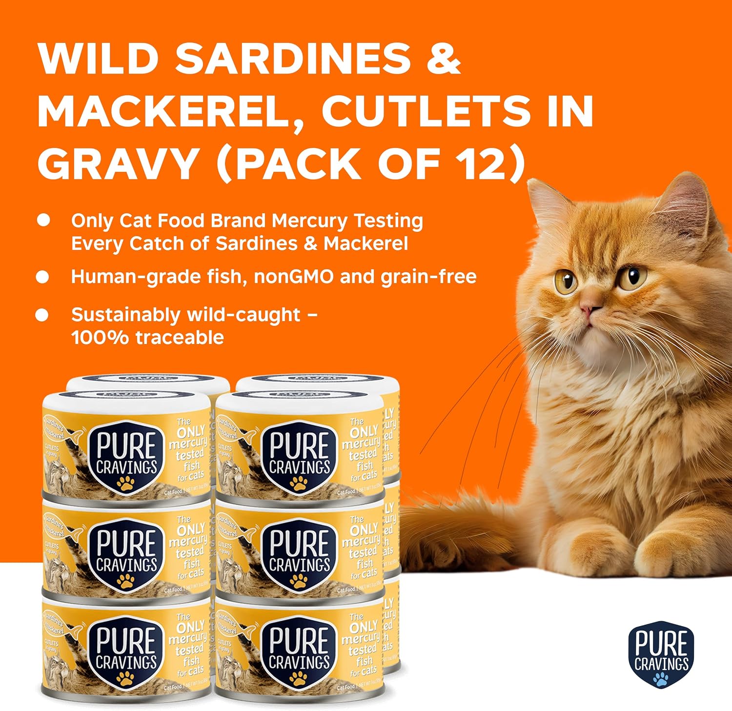 ALIMENTO HÚMEDO PARA GATOS PURE CRAVINGS CABALLA Y SARDINA EN SALSA, PACK DE 12 LATAS - 2