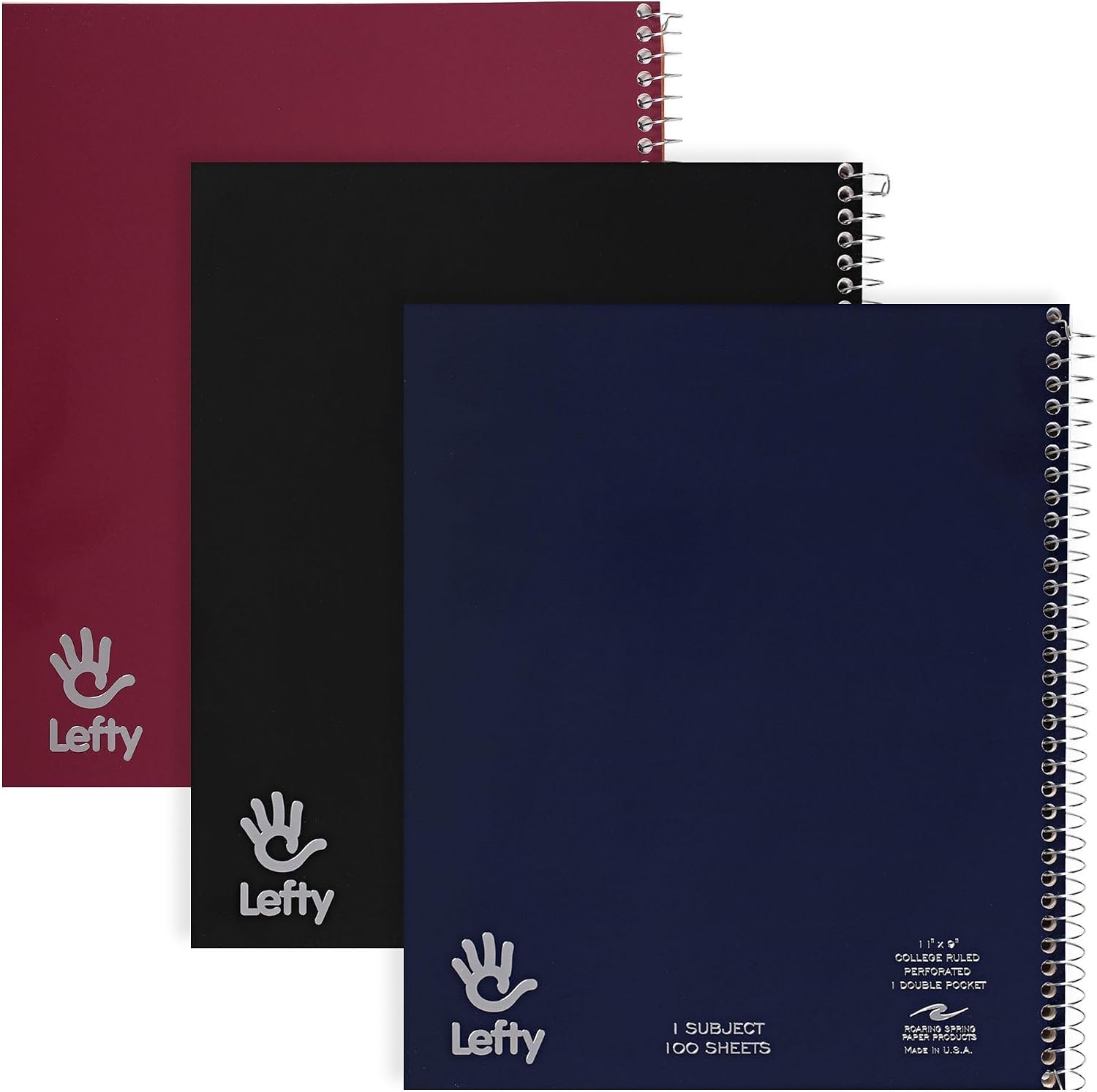 CUADERNO ESPIRAL PARA ZURDOS ROARING SPRING 1 MATERIA 11X9 RAYADO PACK 3 - 1