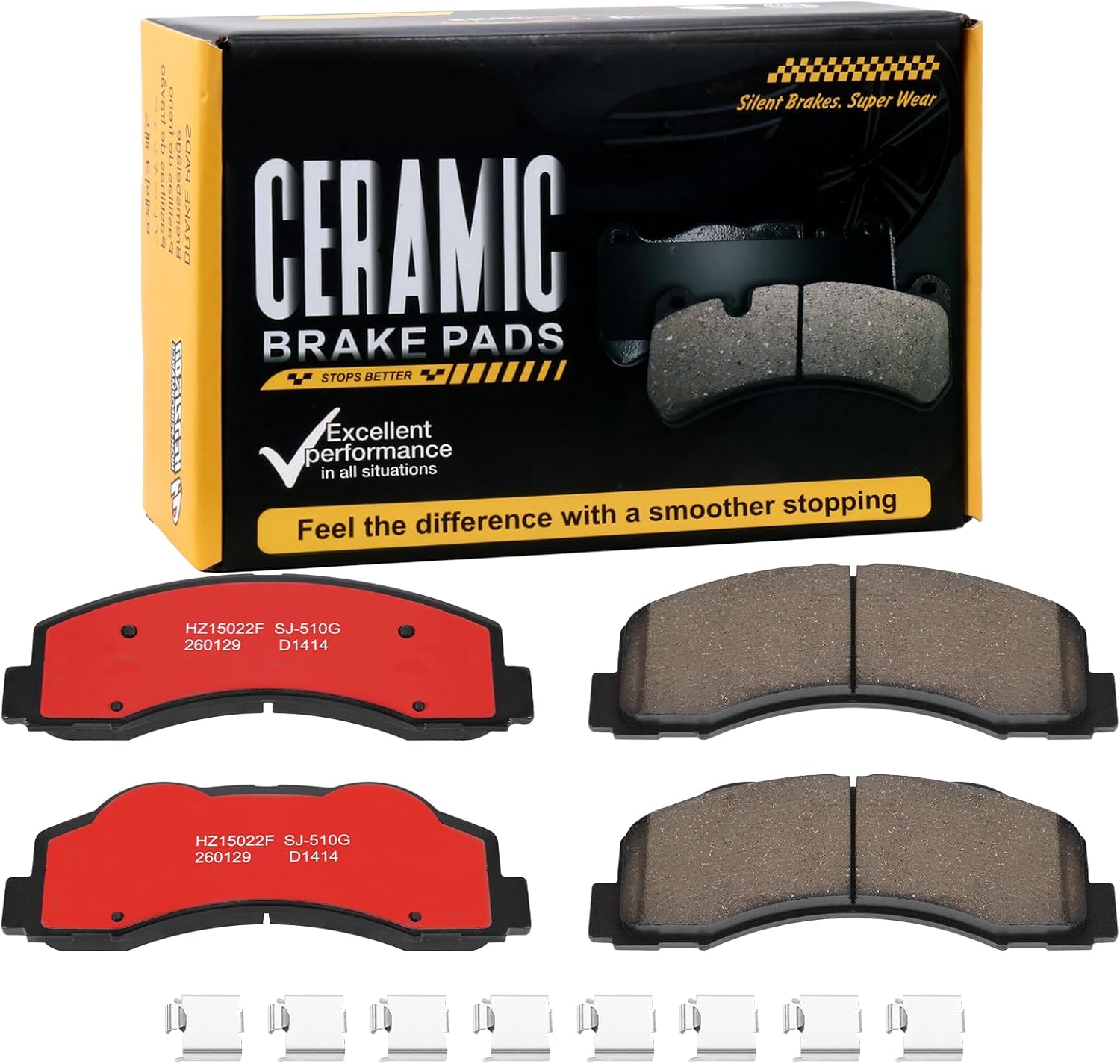 PASTILLAS DE FRENO DELANTERO CERÁMICAS D1414 PARA FORD EXPEDITION 2010-2021, F-150 2010-2020 Y LINCOLN NAVIGATOR 2011-2021 - 1