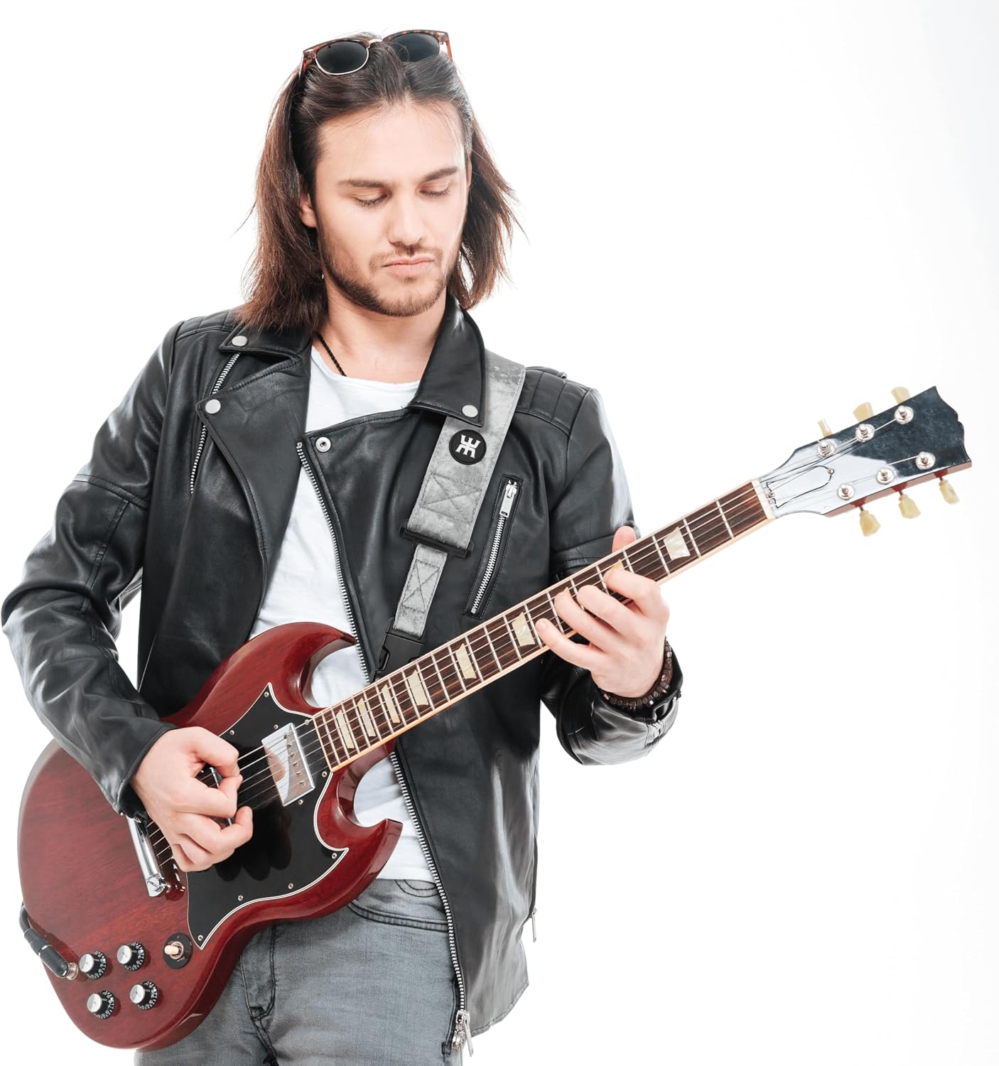 CORREA DE GUITARRA AMUMU SNAPLOCK PRO CON HEBILLA DE LIBERACIÓN RÁPIDA, PLATA - 5